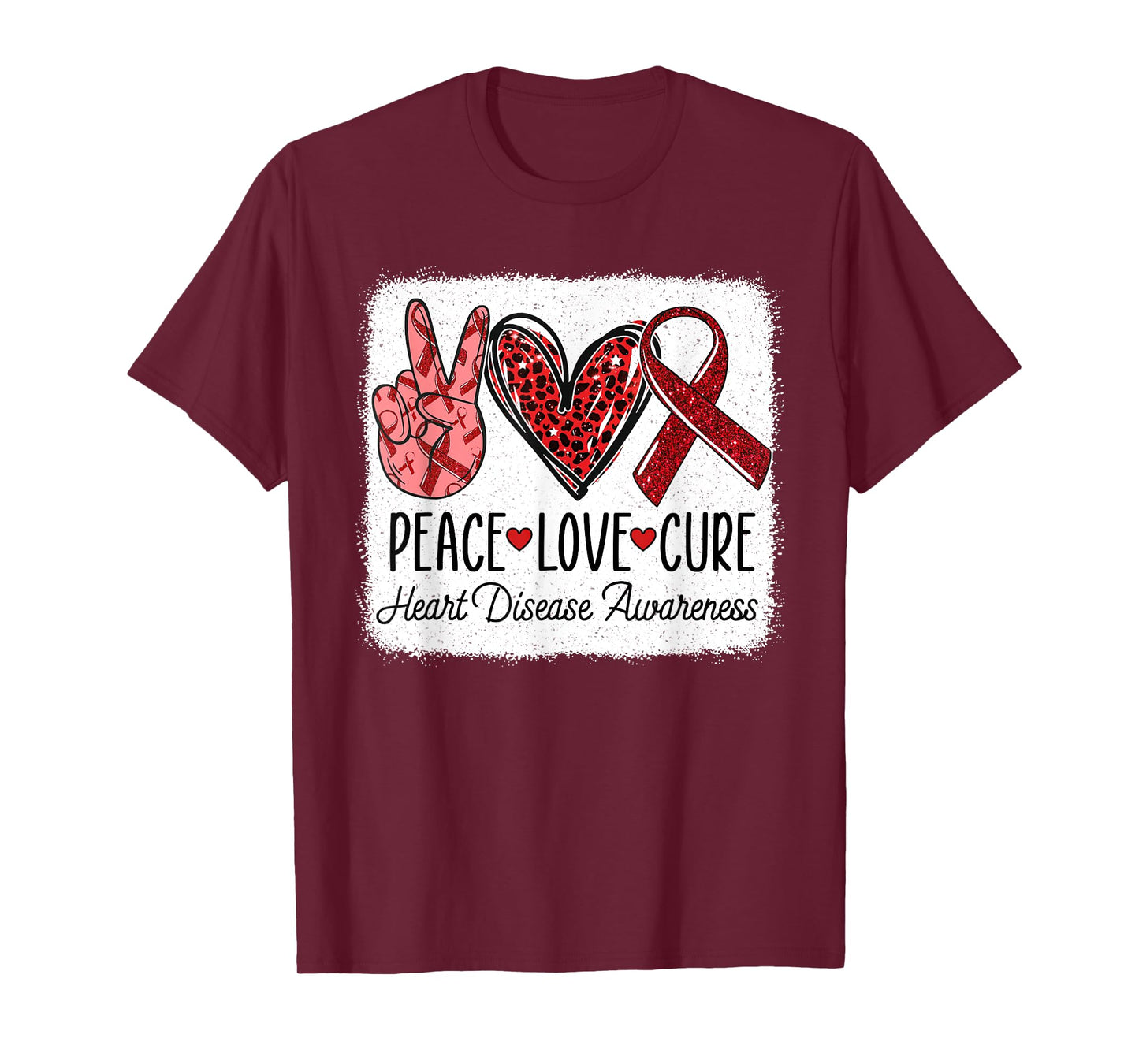 Peace Love Cure Heart Disease Awareness CHD Support Wear Red T-Shirt