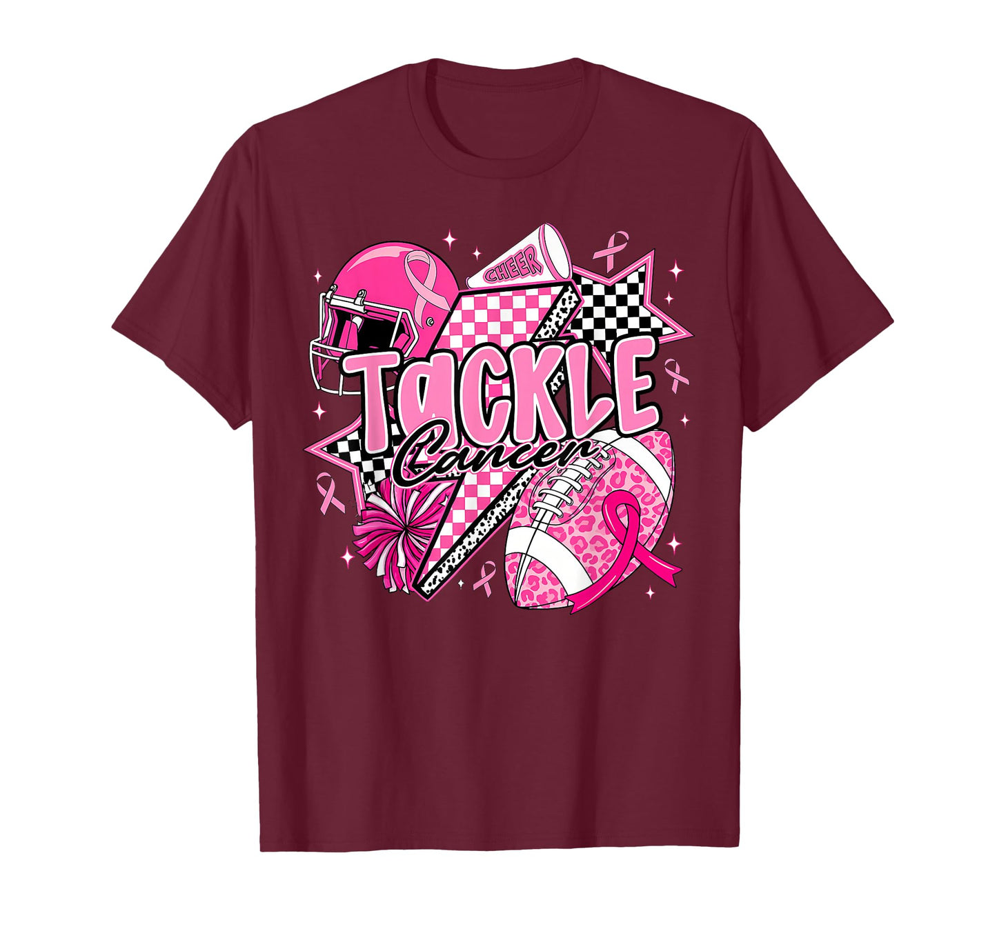 Tackle Breast Cancer Awareness American Football Pink Ribbon T-Shirt