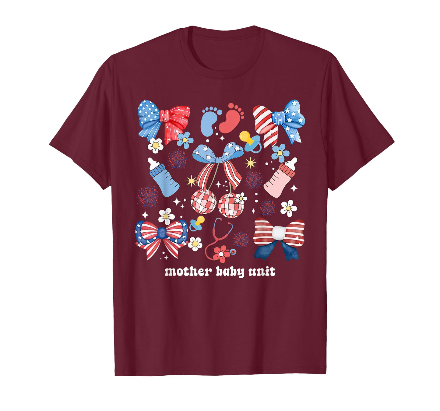 Mother Baby Nurse 4th Of July Postpartum Nursing Coquette Women Men T-Shirt