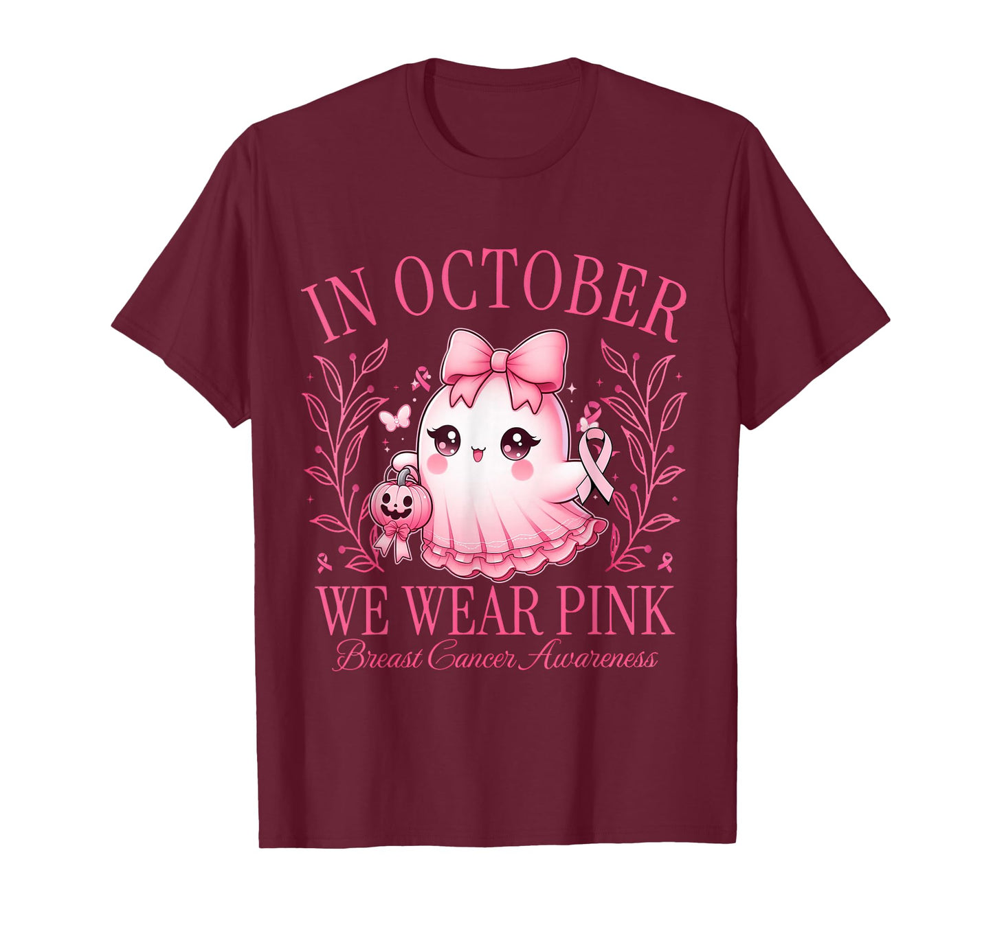In October We Wear Pink Breast Cancer Ghost Coquetty T-Shirt