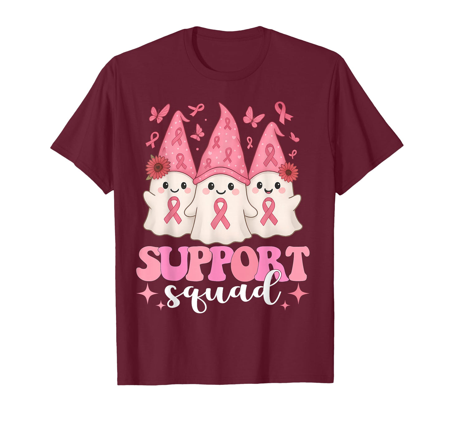 Halloween Ghost Pink Support Squad Breast Cancer Awareness T-Shirt