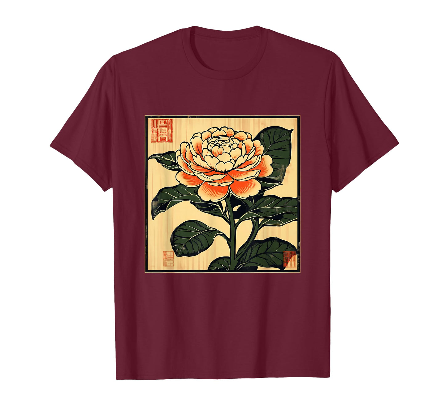Vintage Japanese Camellia Flowers Retro Japan Floral Tsubaki T-Shirt