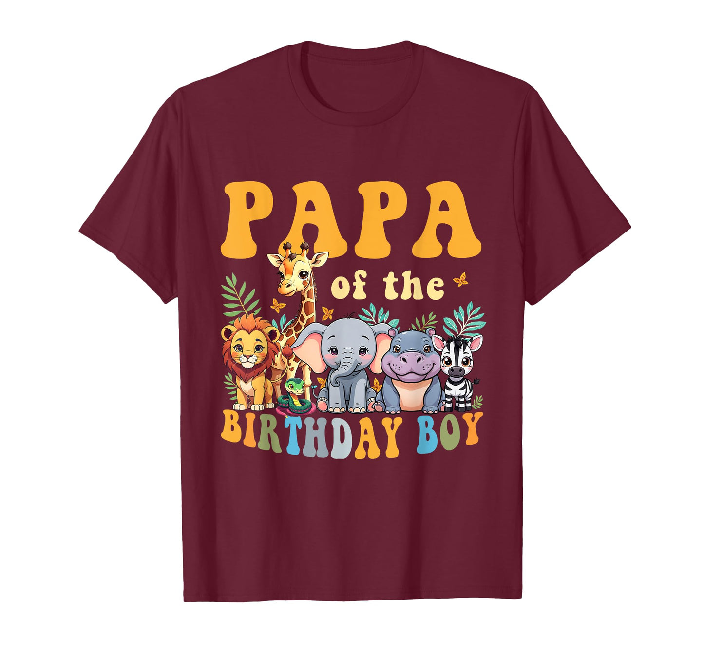 Papa of the Birthday Boy Kids Safari Jungle Animal Matching T-Shirt