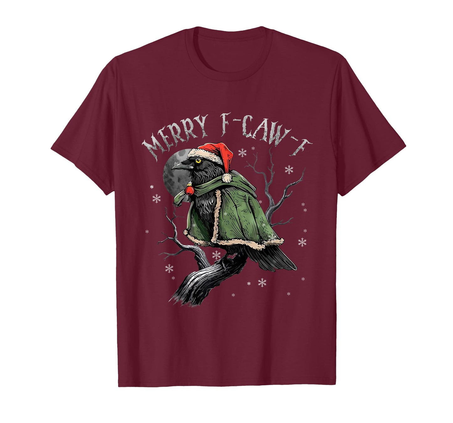 Black Crow Christmas F-Caw-F Funny Black Bird Adult Humor T-Shirt