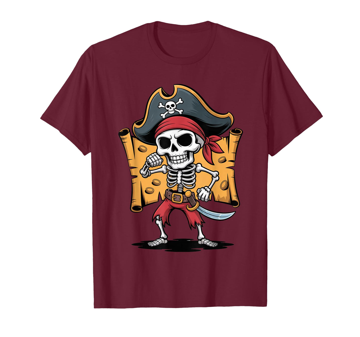 Spooky Pirate Skeleton Halloween Costume Skull Jolly T-Shirt