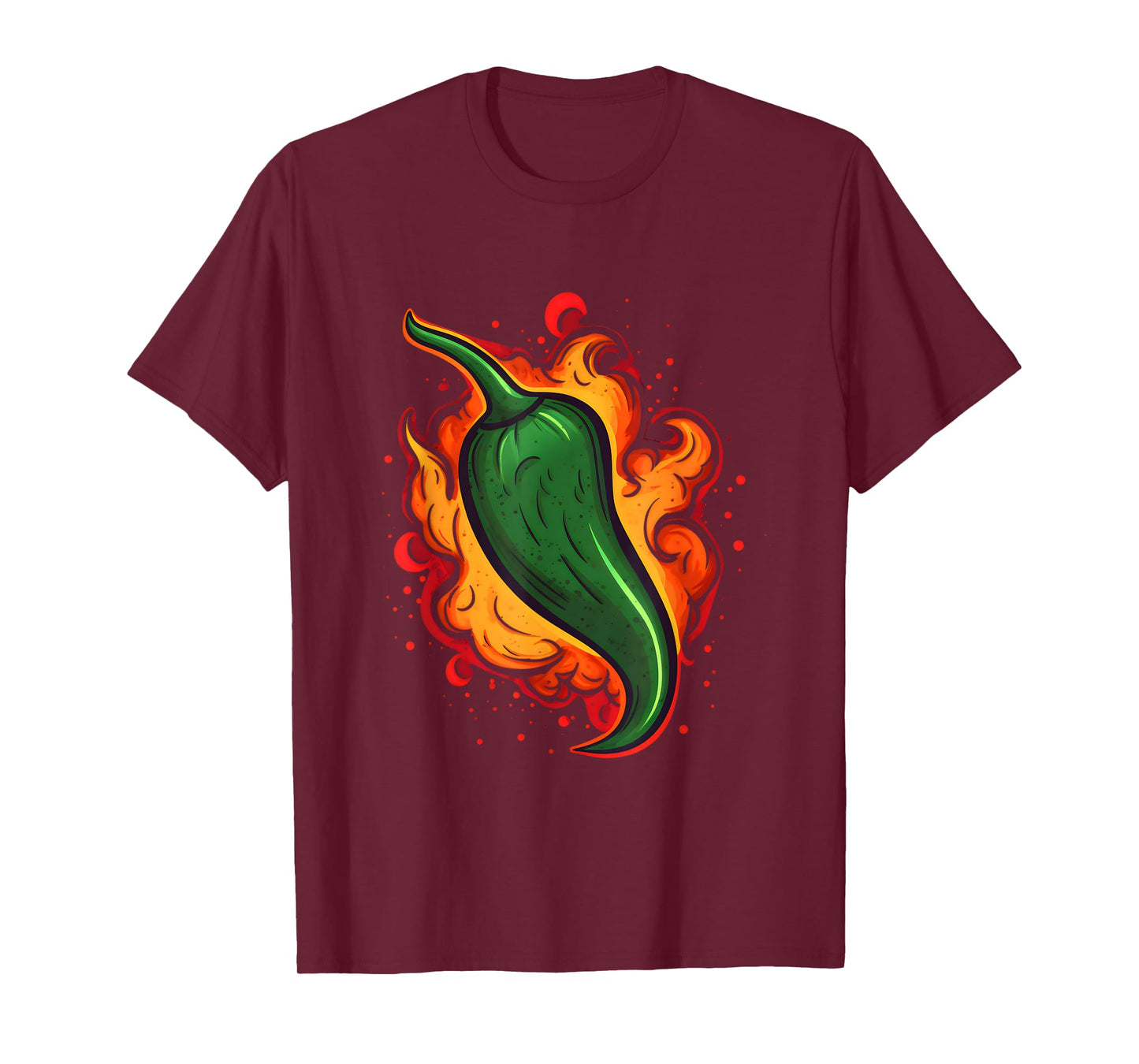 Green Chili Pepper Hot Spicy Food Lovers Fire Mexican Chef T-Shirt