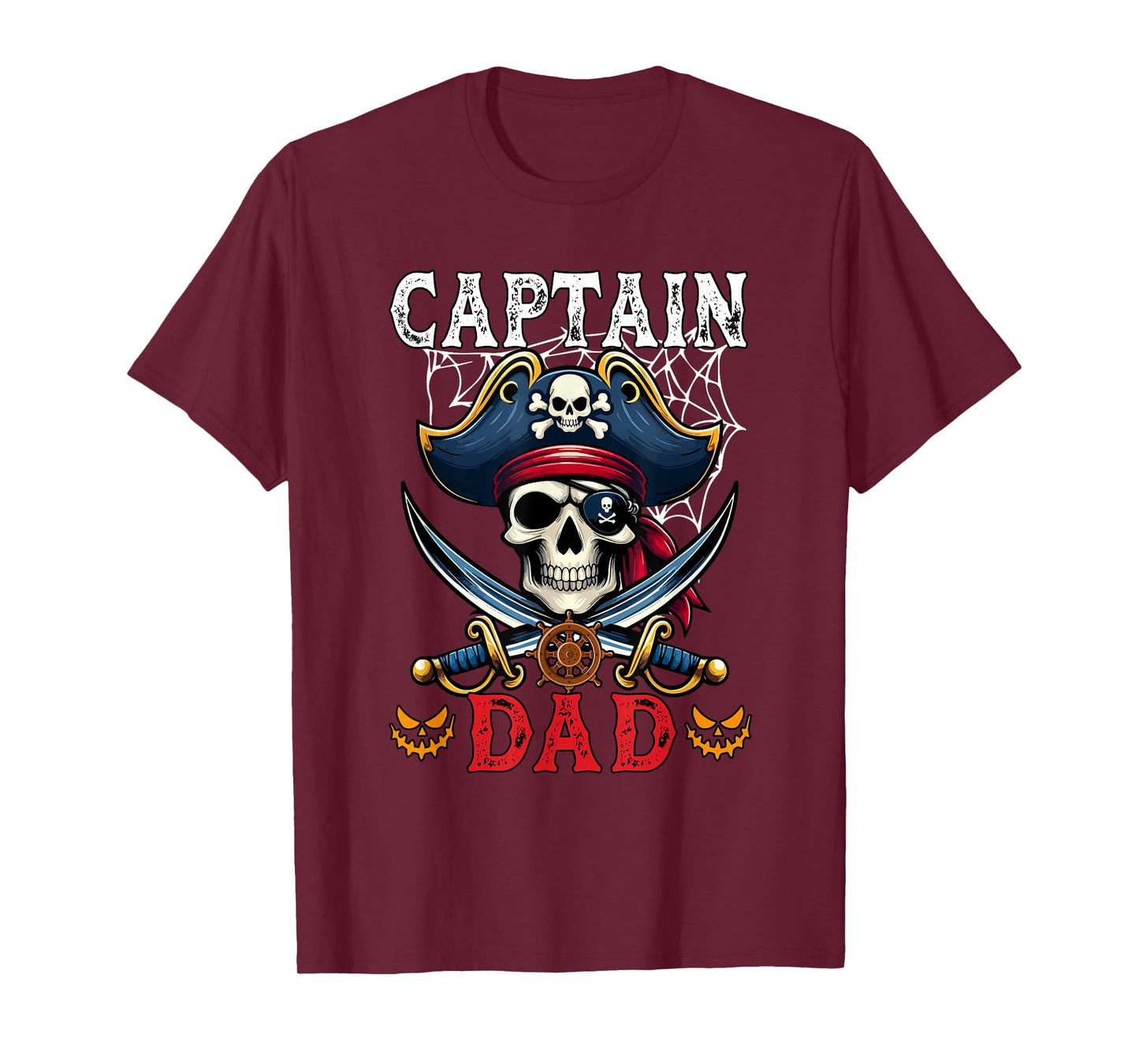 Captain Dad Halloween Horror Skull As Pirate Costume Men T-Shirt