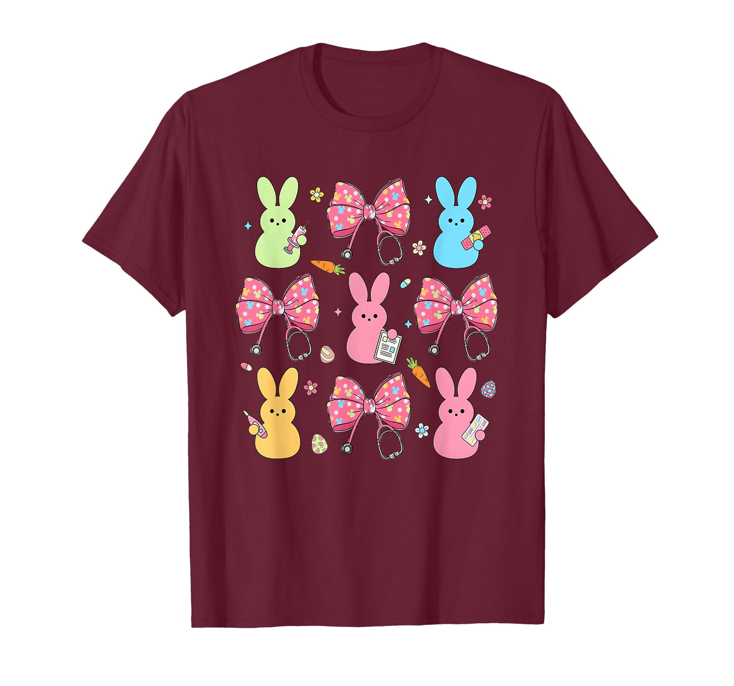 Coquette Bow Bunny Nurse Easter Day Nurse Easter Happy T-Shirt