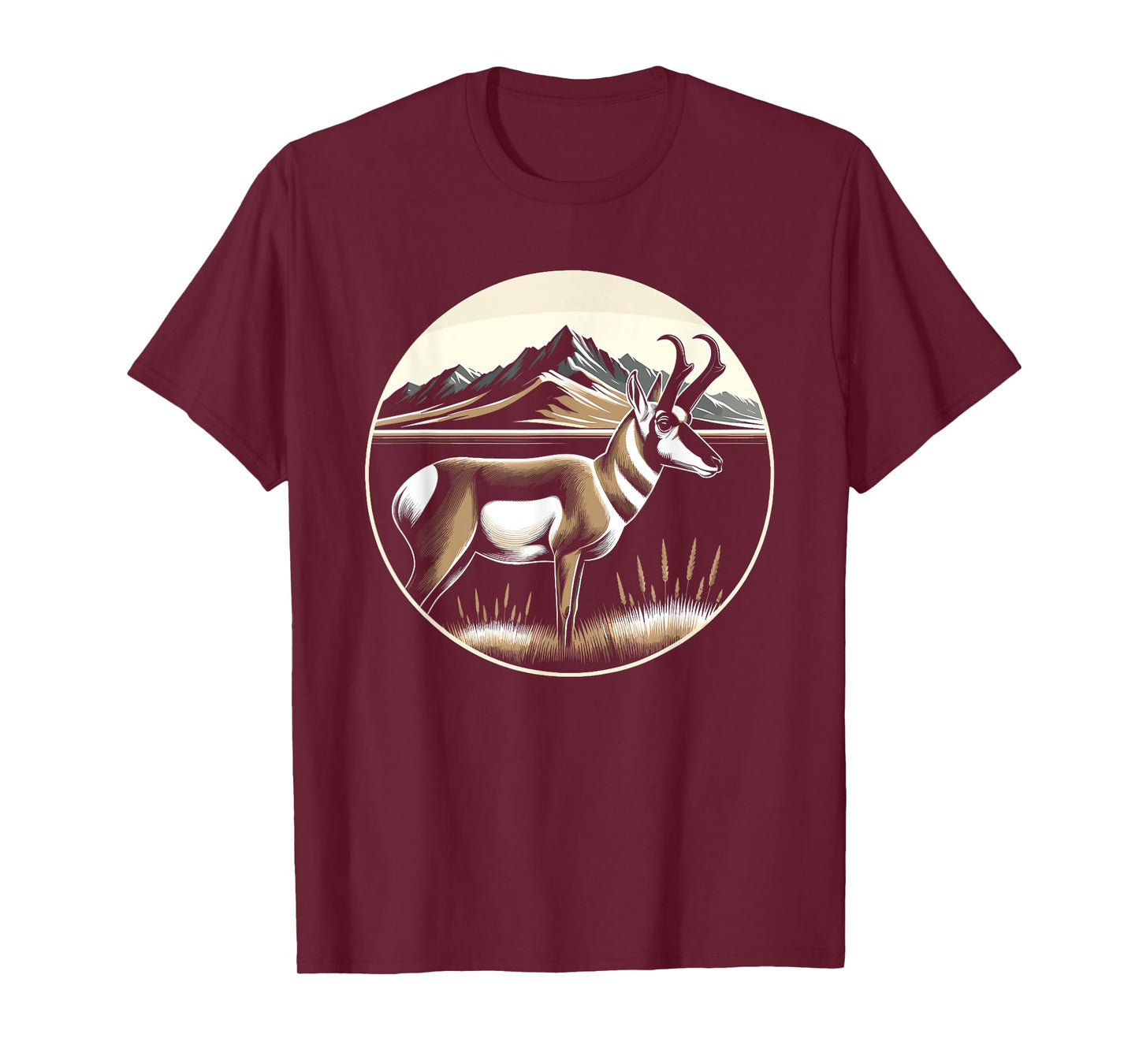 Pronghorn Antelope, Mountain Landscape with Pronghorn T-Shirt