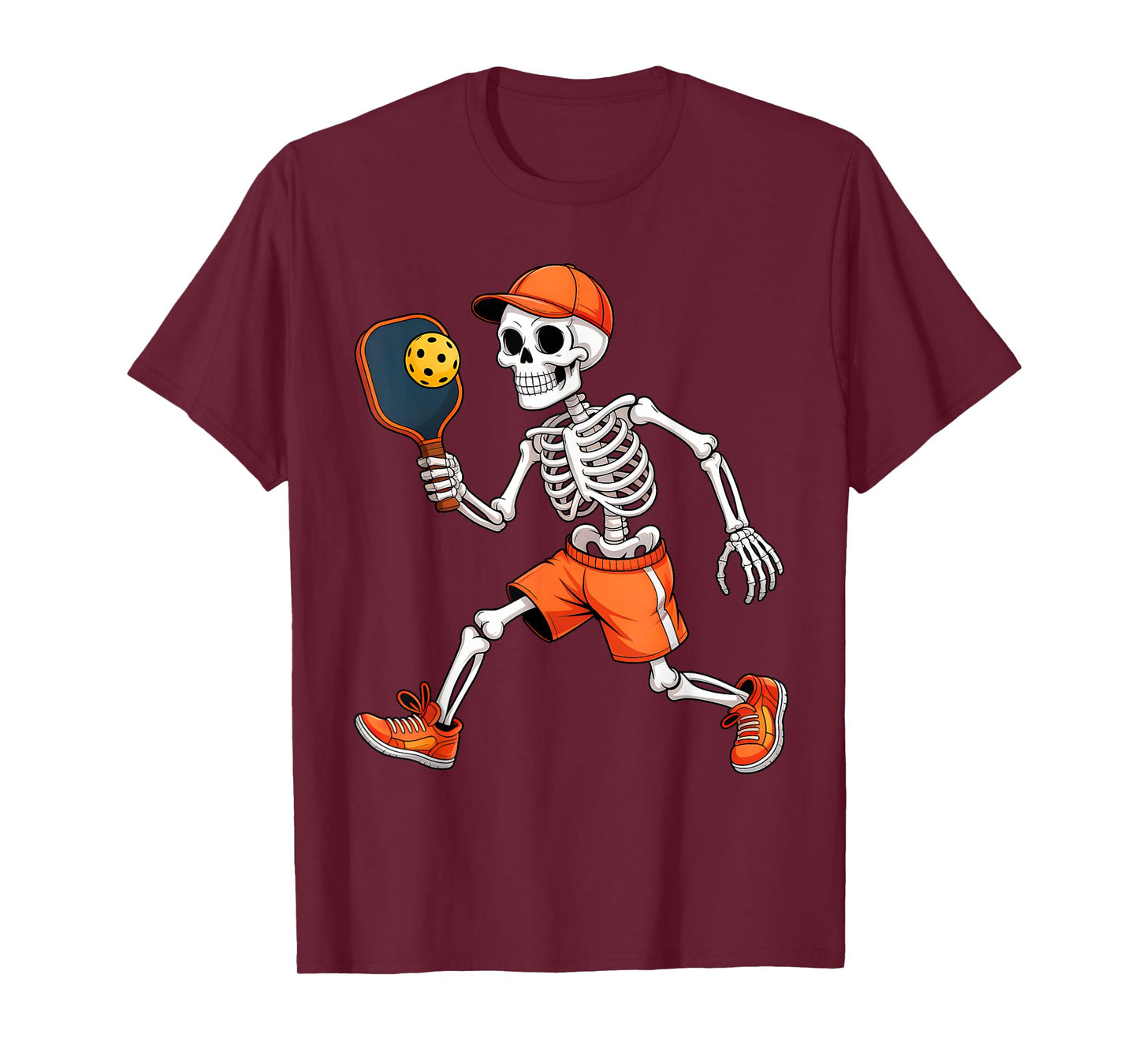 Funny Skeleton Play Pickleball Halloween Costume Boys Men T-Shirt