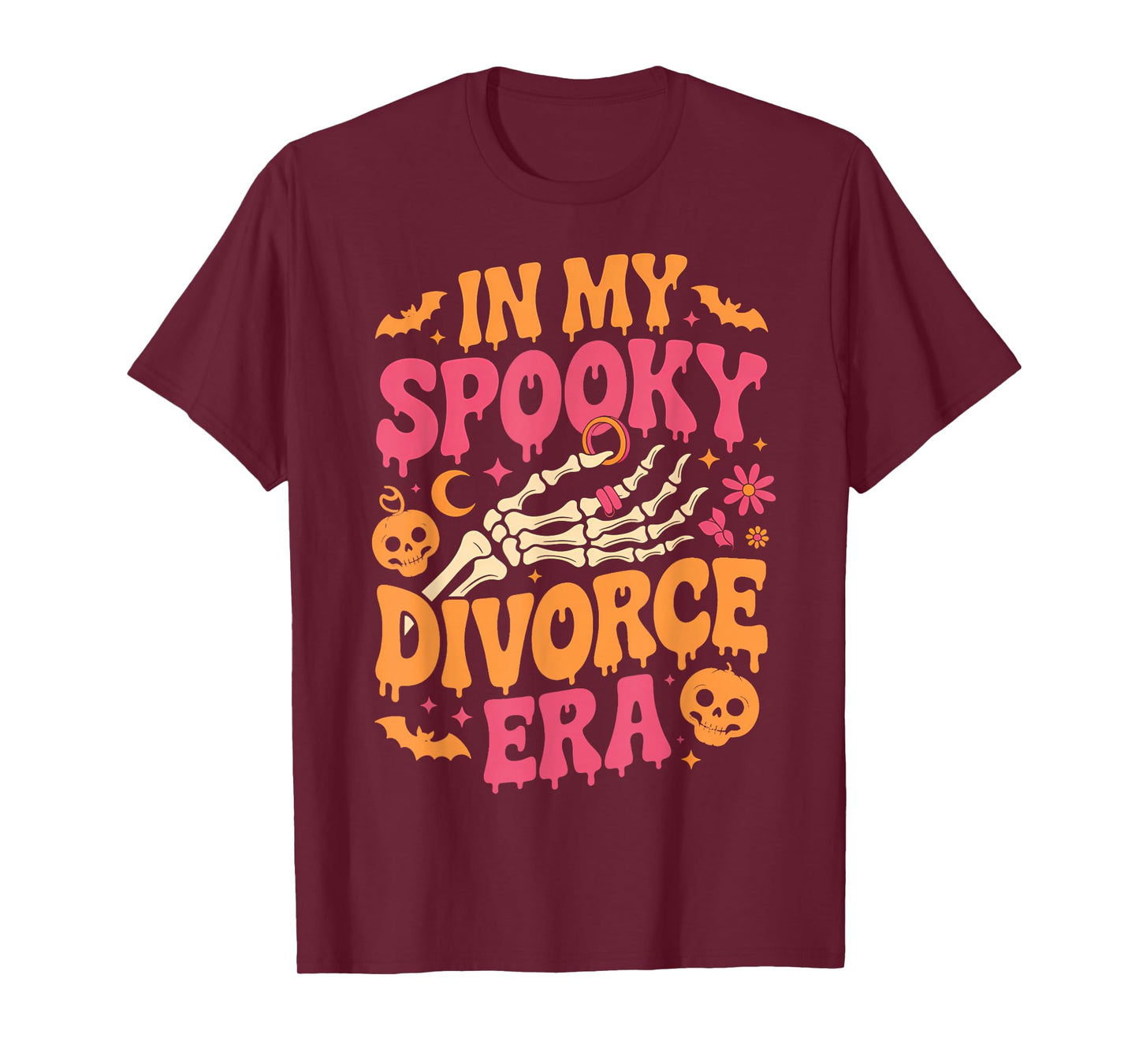in My Spooky Divorce Era Halloween Retro Skeleton Hand T-Shirt