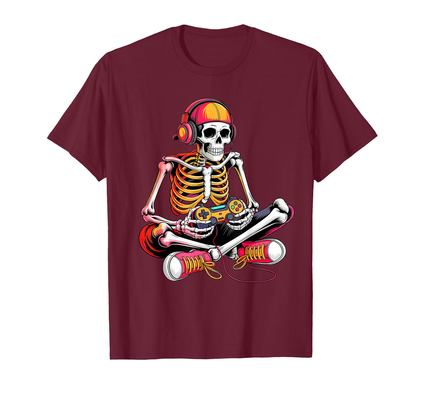 Funny Halloween Skeleton Gamer Video Gaming Boys Men Kids T-Shirt