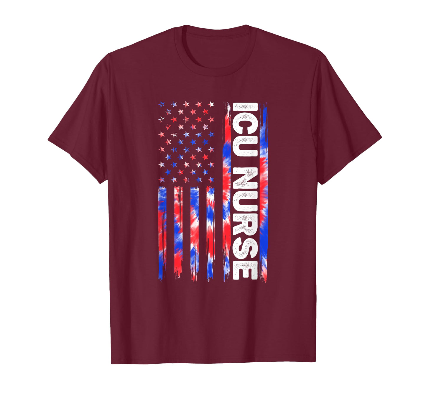 ICU Nurse Tie Dye American Flag 4th Of July USA ICU Nursing T-Shirt for Women Men
