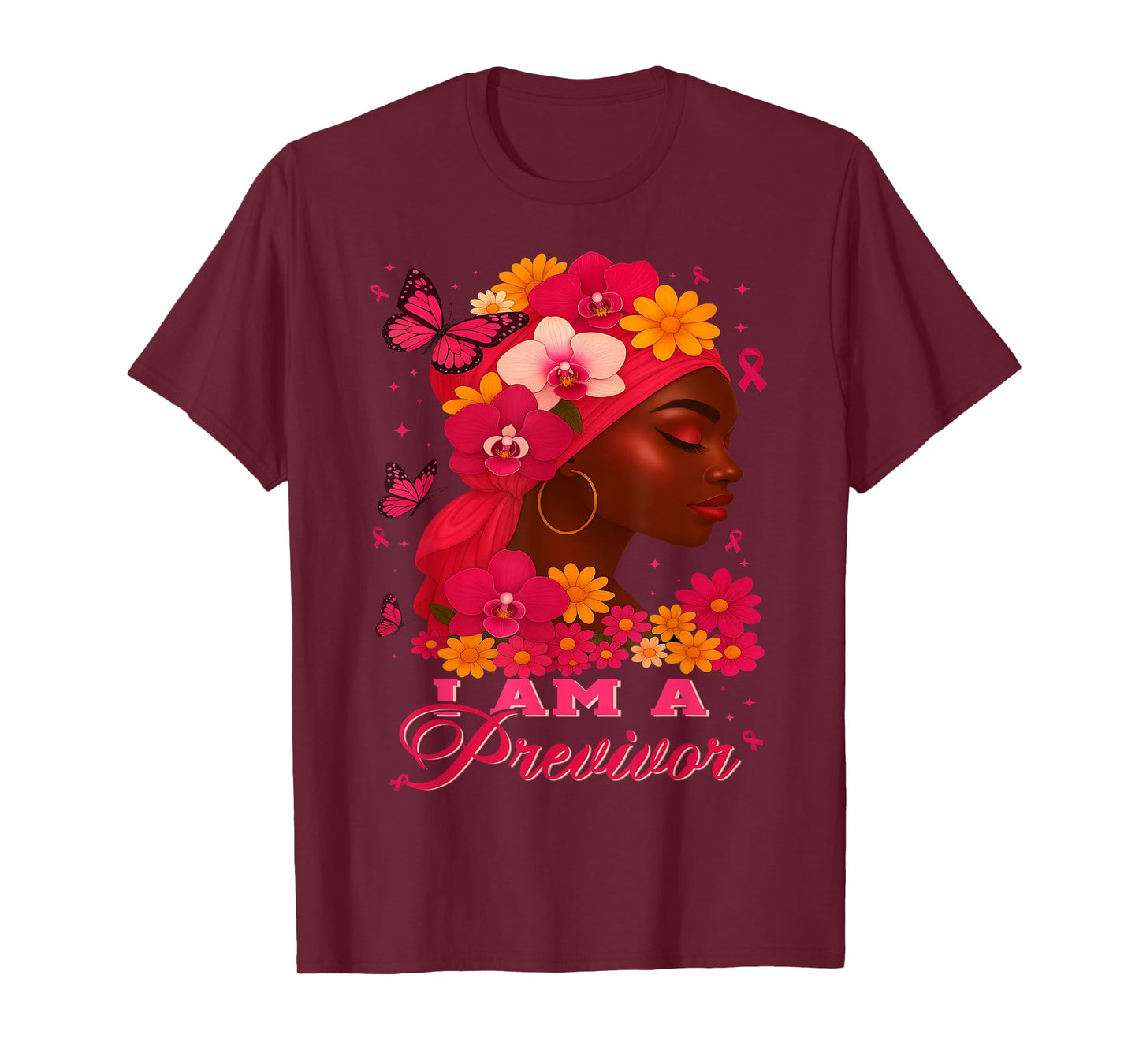 I Am A Previvor Pink Ribbon Breast Cancer Awareness Warrior T-Shirt