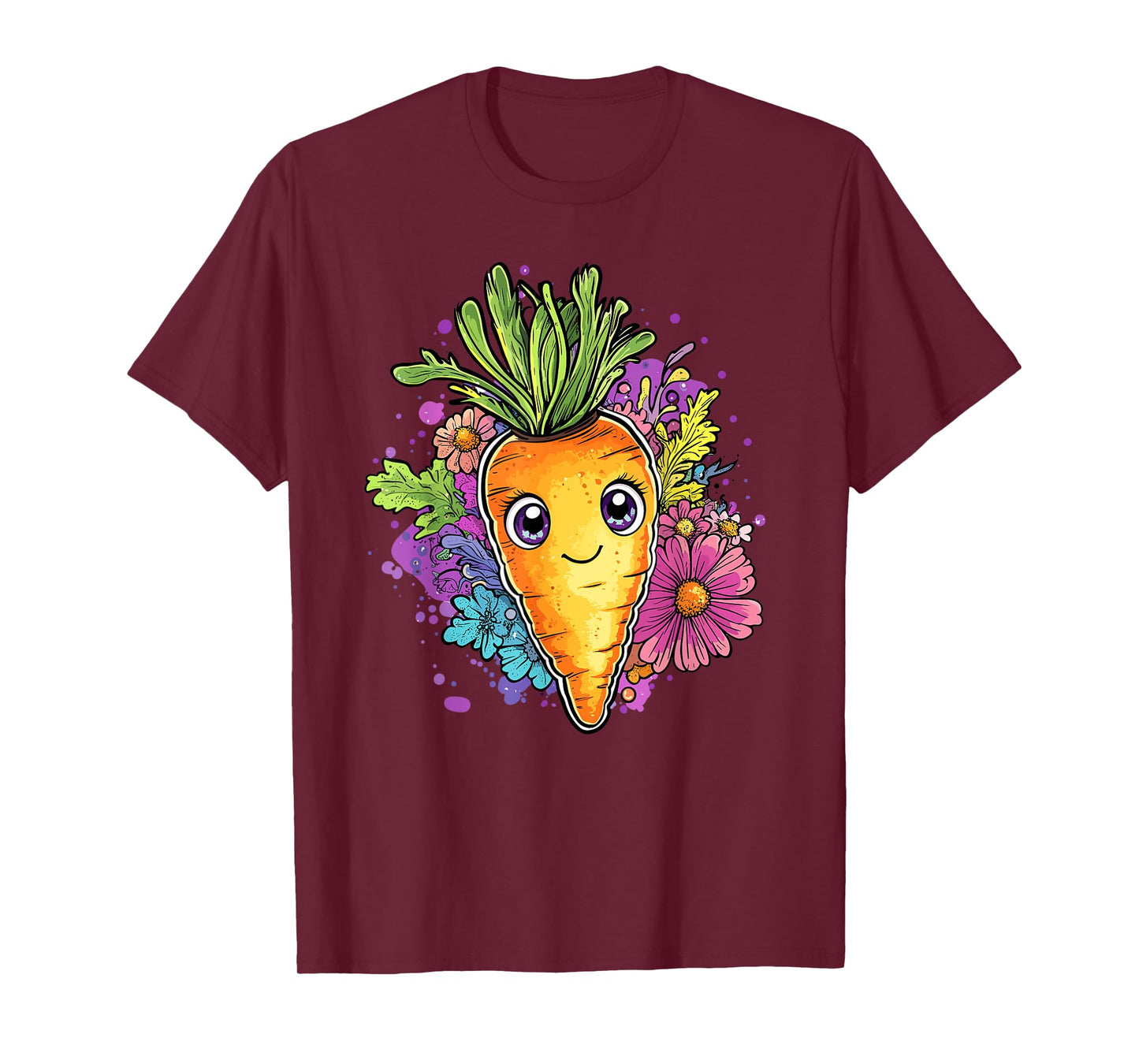 Adorable Carrot Surrounded By Colorful Blooms T-Shirt