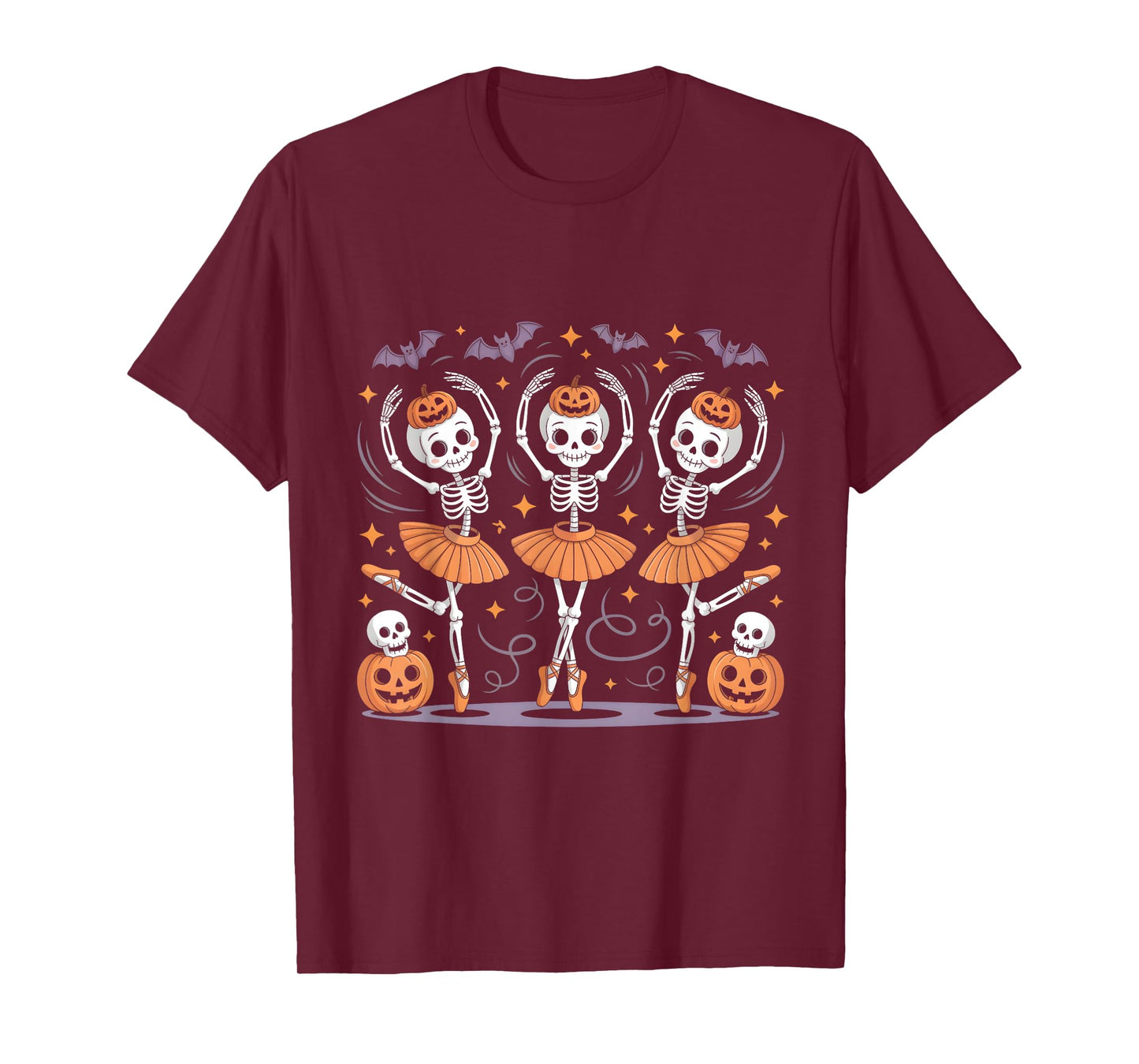 Ballet Pumpkin Skeleton Scary Halloween Men Women Boys Girl T-Shirt