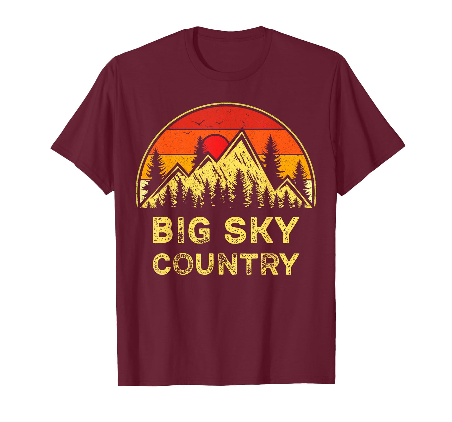Vintage Big Sky Country Montana MT Mountains Hiking Souvenir T-Shirt