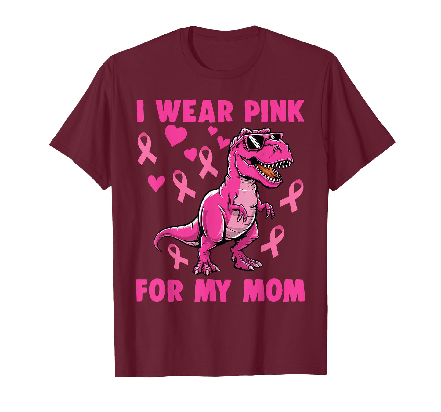 I Wear Pink For My Mom T-rex Dinosaur Breast Cancer T-Shirt