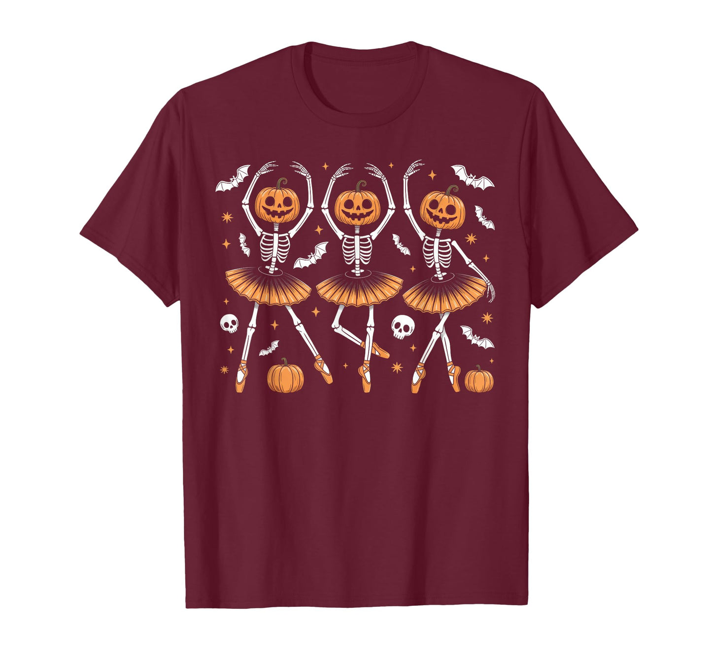 Ballet Pumpkin Skeleton Scary Halloween Men Women Boys Girl T-Shirt
