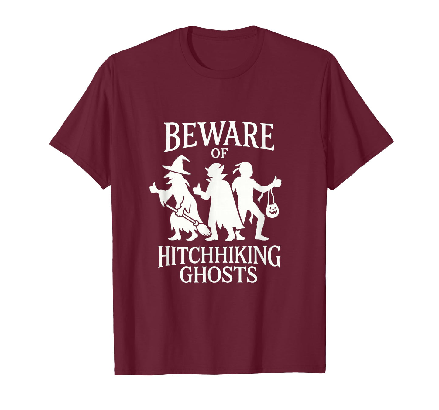 Beware of Hitchhiking Ghosts Vintage Spooky Season Design T-Shirt