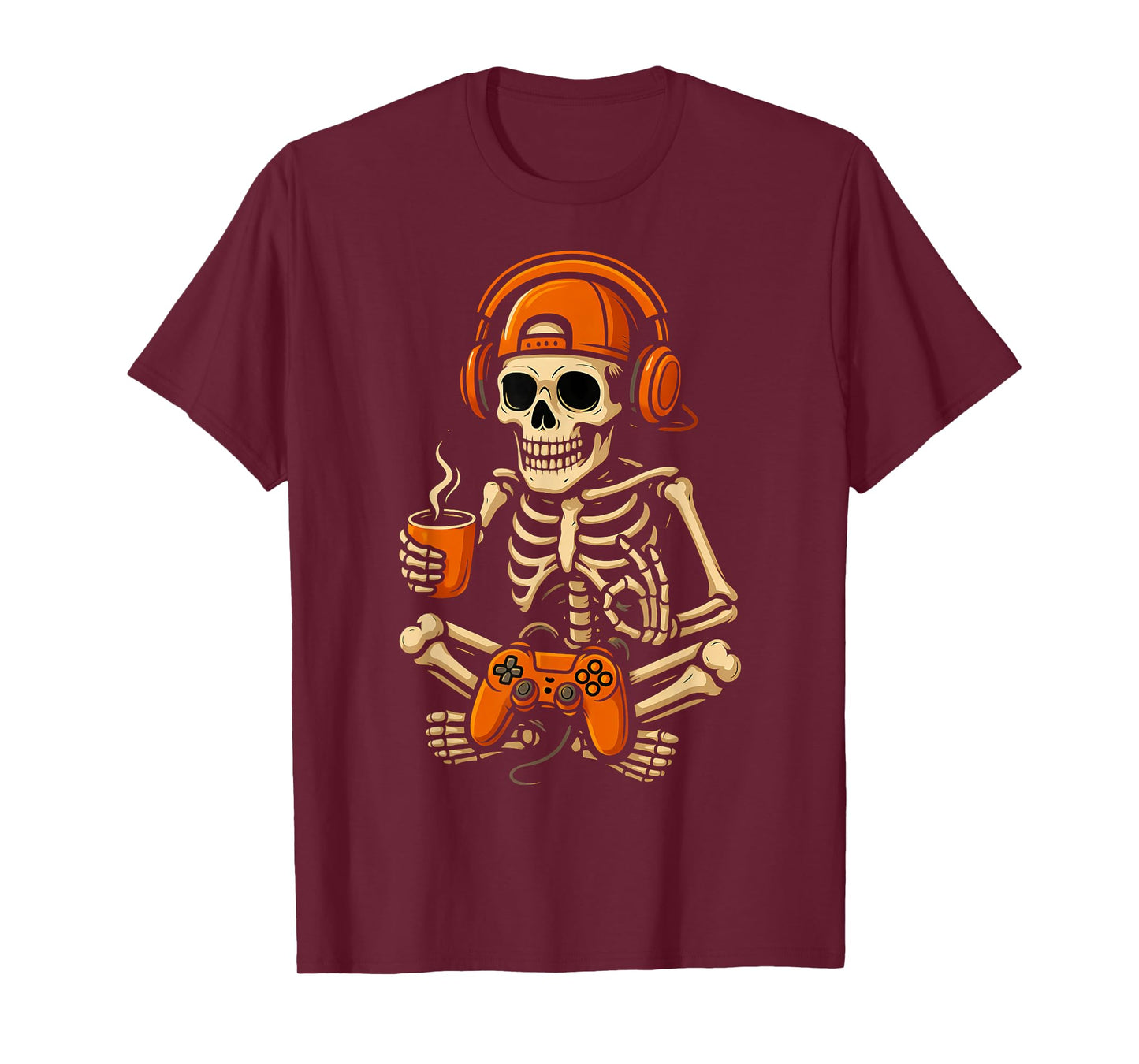Funny Halloween Skeleton Gamer Video Gaming Coffee T-Shirt