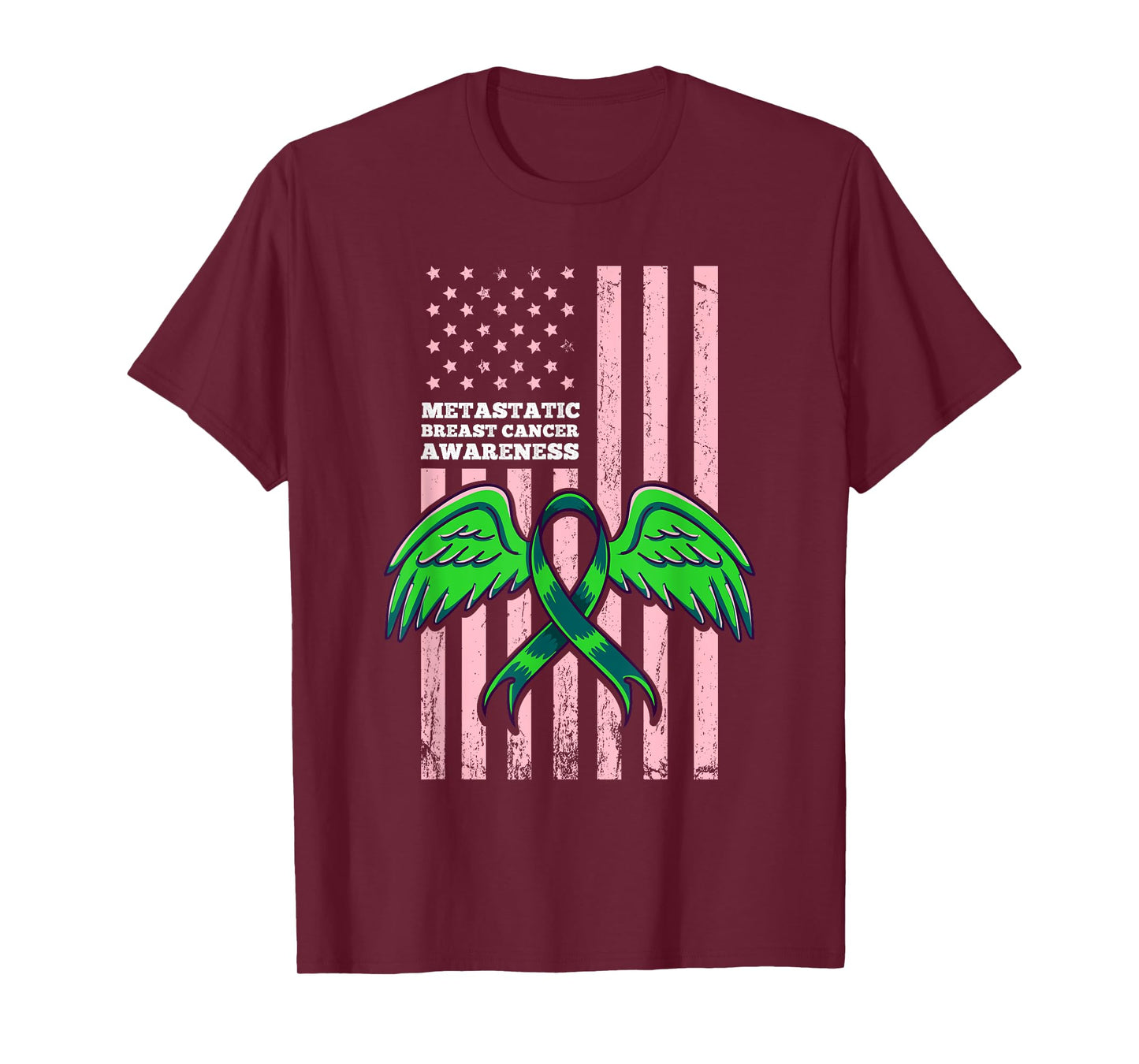 Metastatic Breast Cancer Awareness Ribbon Flag T-Shirt