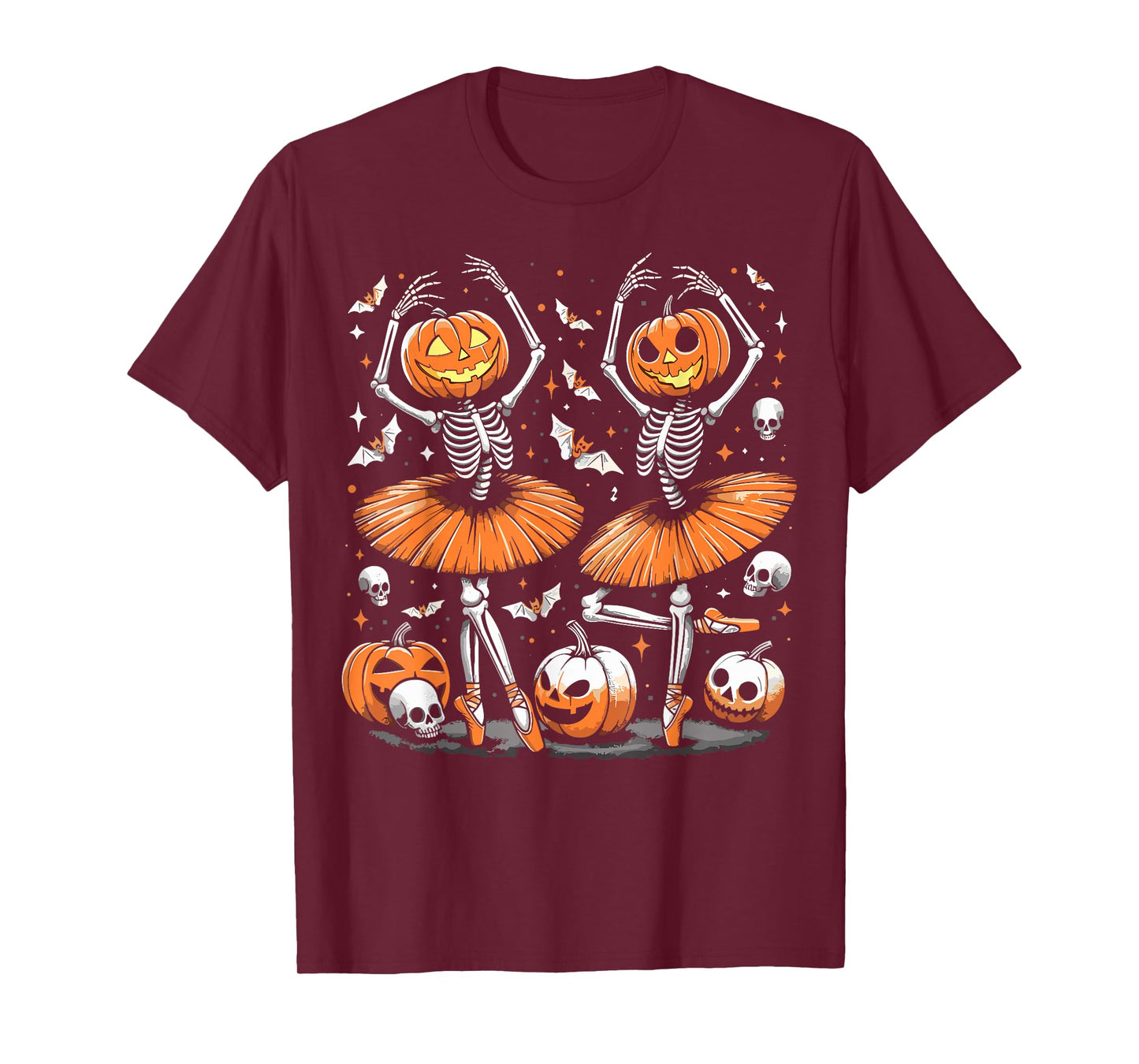 Halloween Skeleton Ballerina Pumpkin Ballet T-Shirt