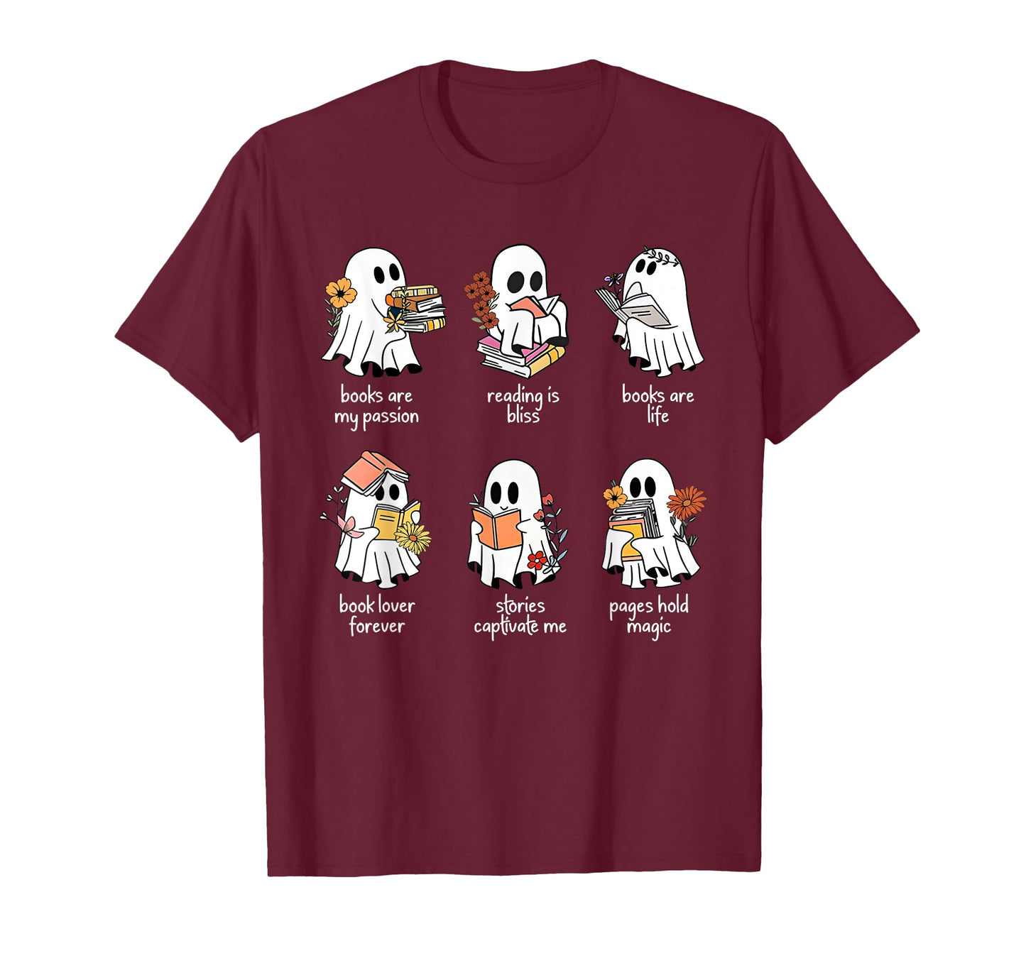Halloween Books Are My Passion Ghost Reader Spooky Season T-Shirt