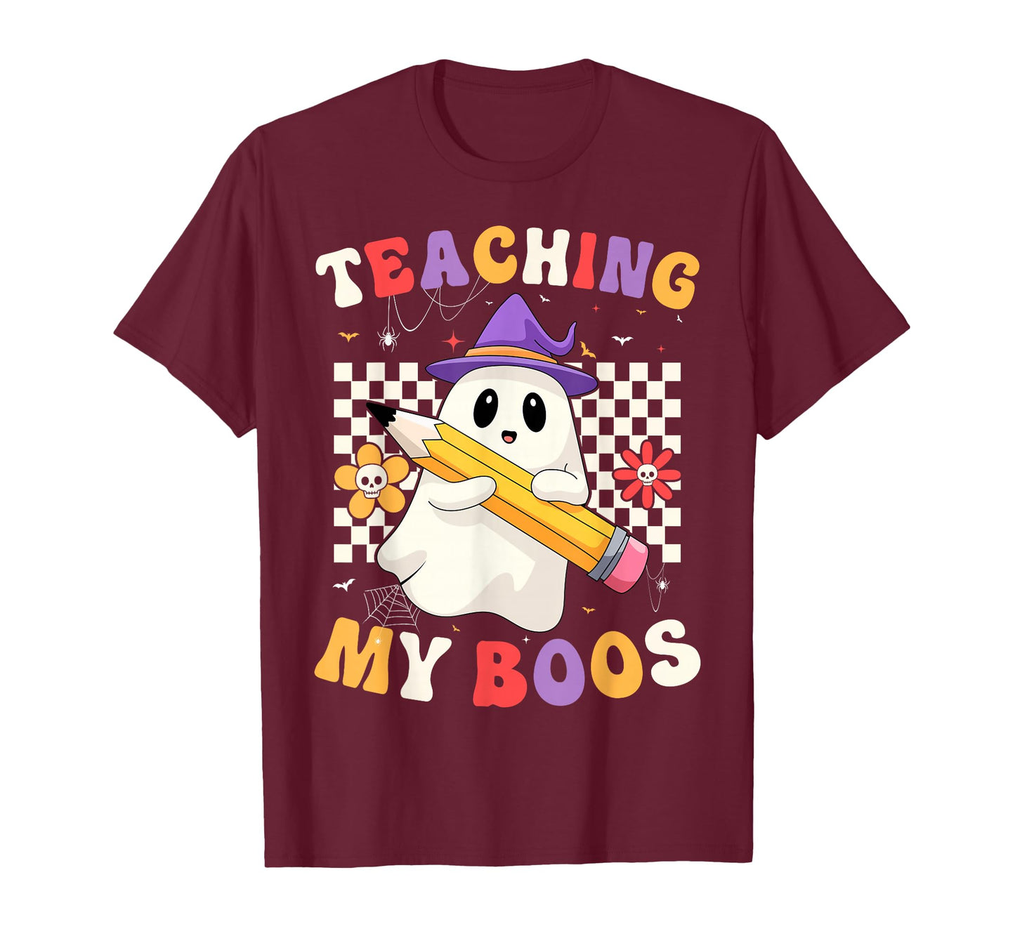 Teacher Halloween Costume Groovy Teaching My Boos Ghost T-Shirt