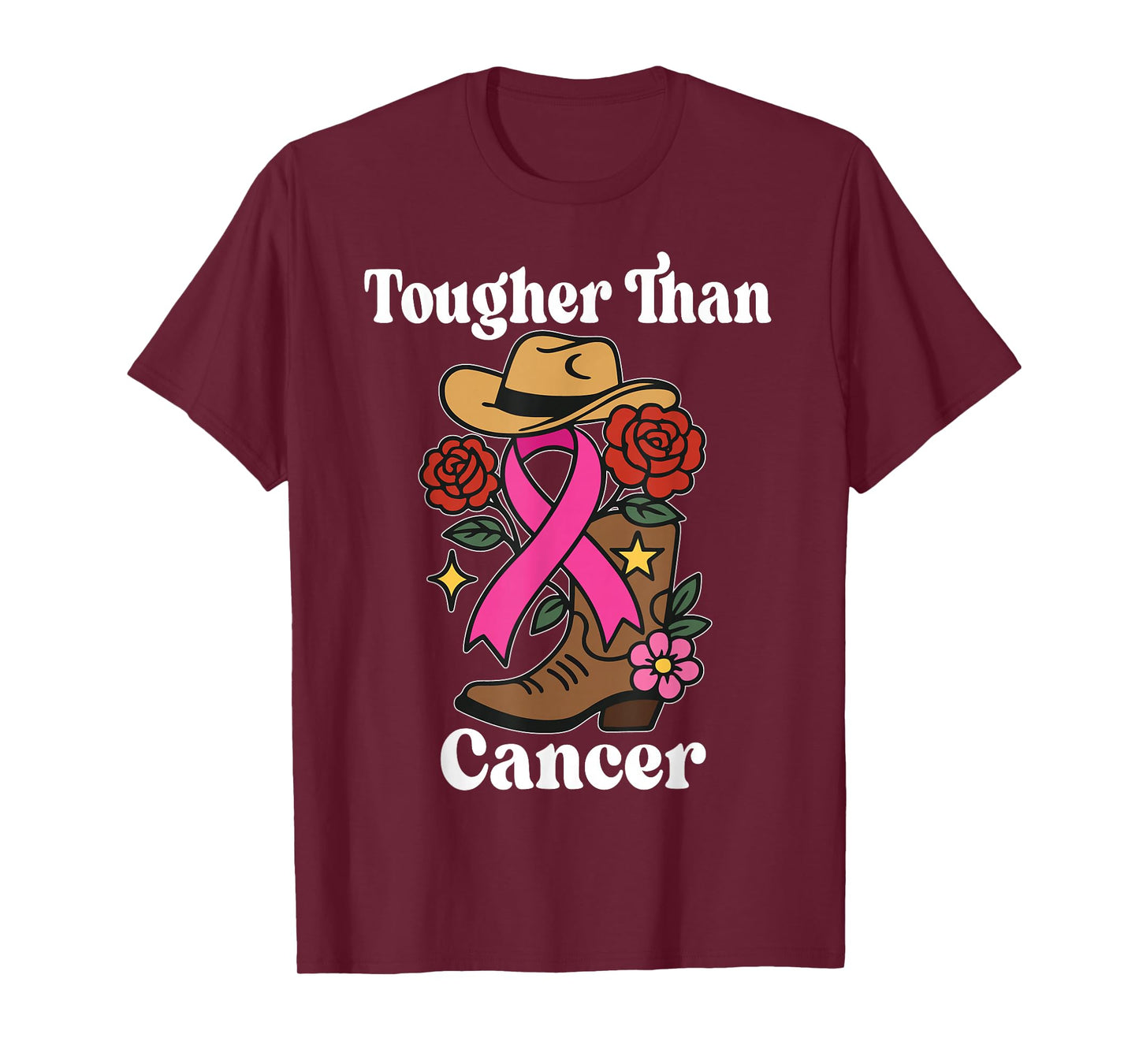 Tougher Than Breast Cancer Awareness Pink Ribbon Cowboy T-Shirt