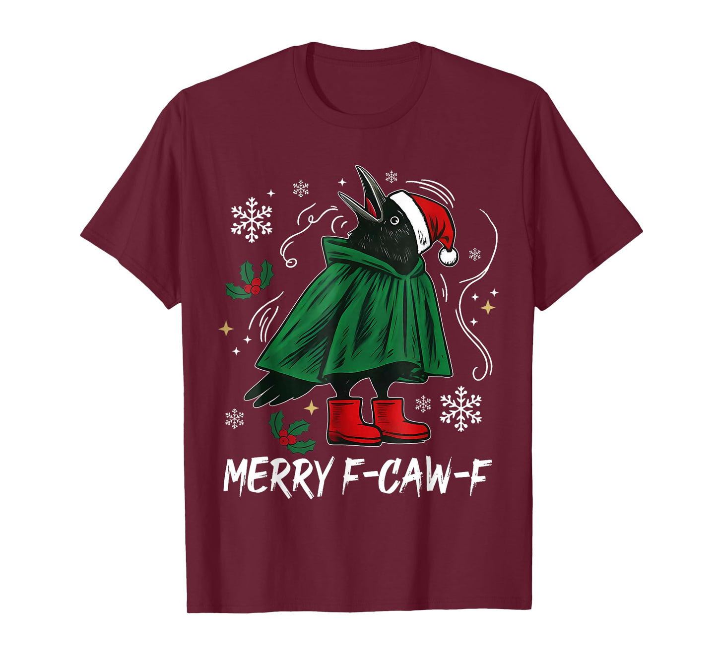 Merry F-Caw-F Funny F Caw F Crow Elf Xmas Christmas Pajamas T-Shirt