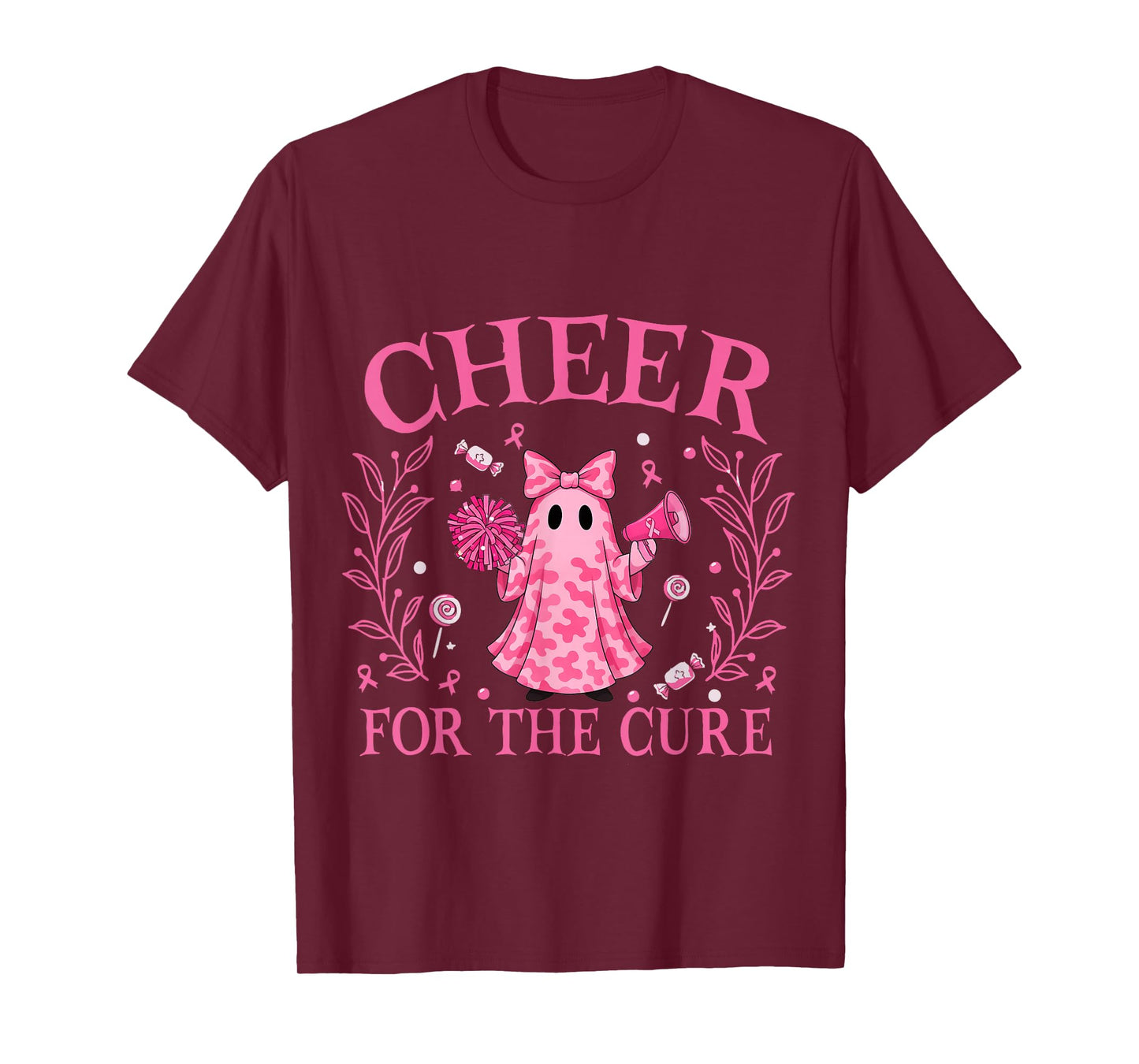 Cheer for The Cure Breast Cancer Awareness Ghost Halloween T-Shirt