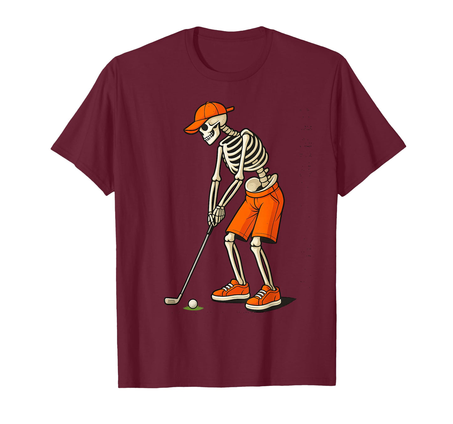 Skeleton Golf Halloween Golfer Golf Player Boys Kids Men T-Shirt