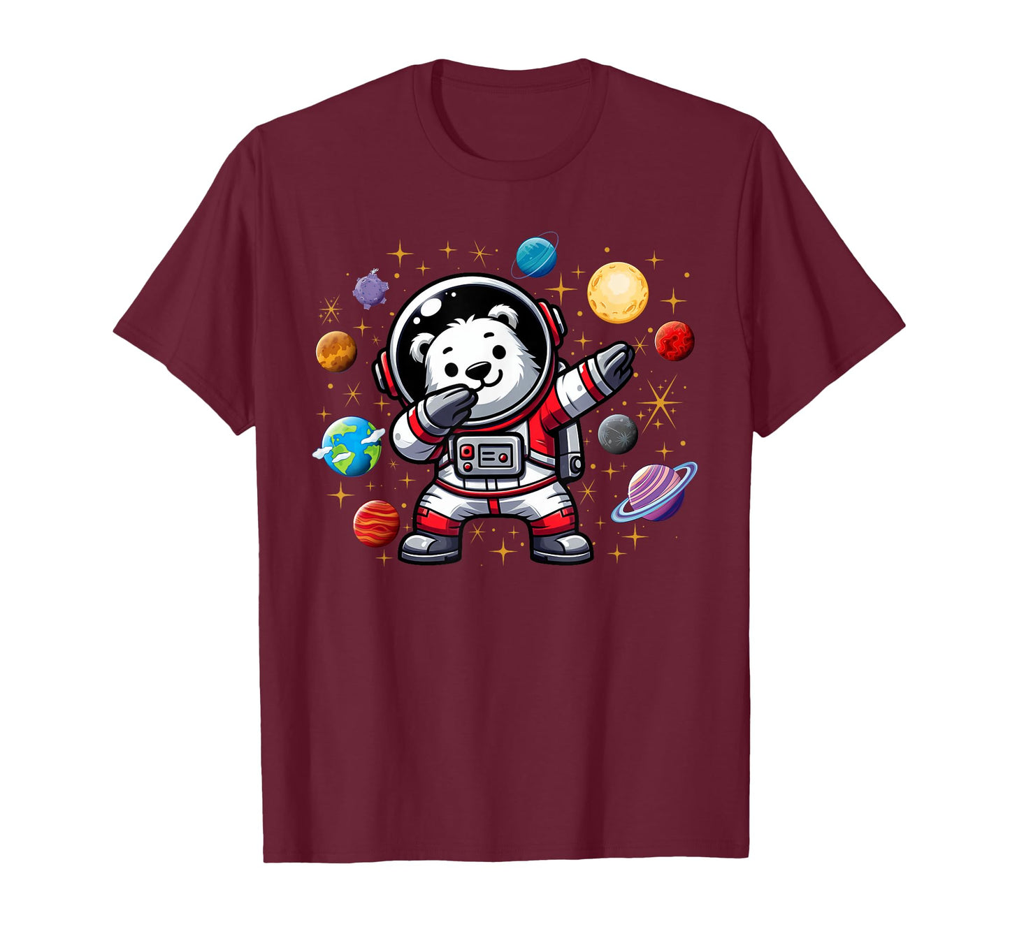 Polar Bear Astronaut Dabbin In Space Cosmic Galaxy Adventure T-Shirt