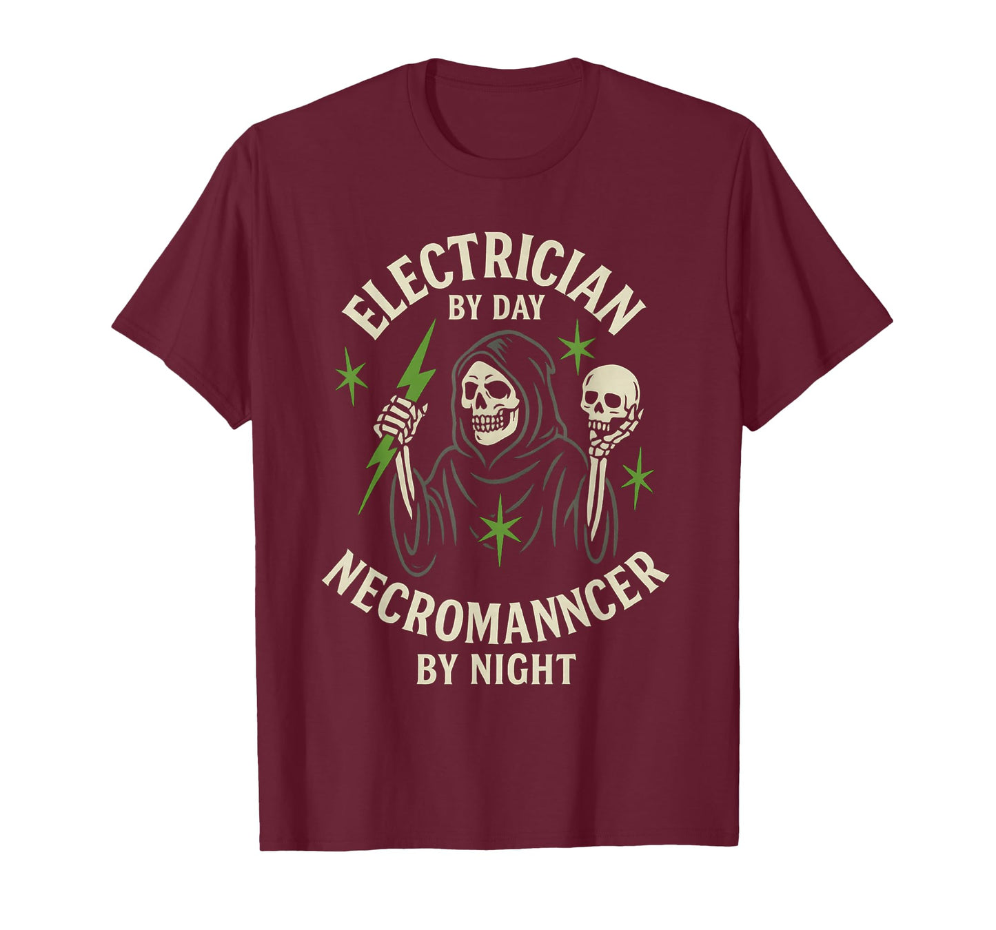 Electrician by Day Necromancer by Night Halloween T-Shirt