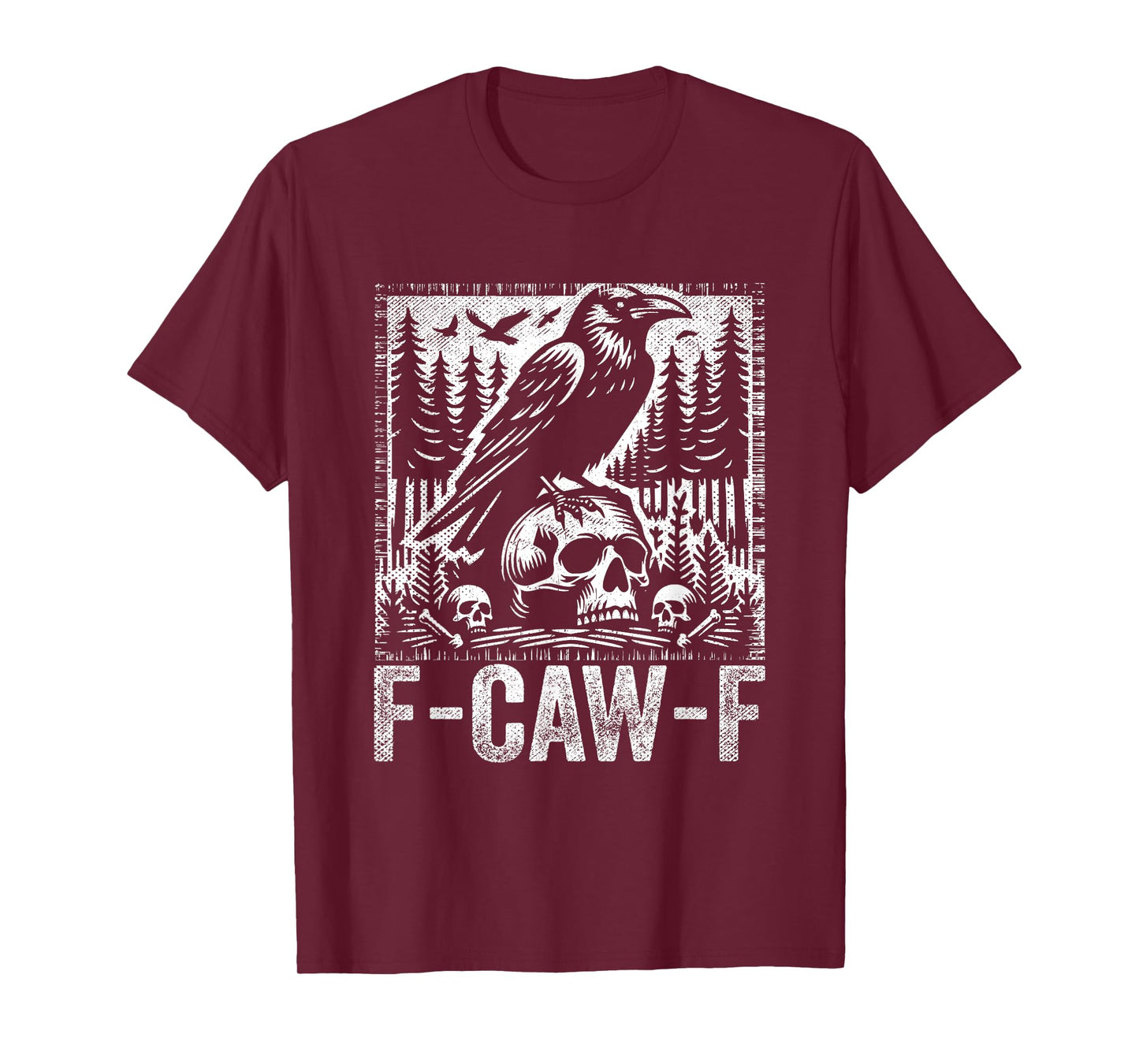 F-Caw-F Crow Vintage Gothic Skull Funny Sarcastic Black Bird T-Shirt