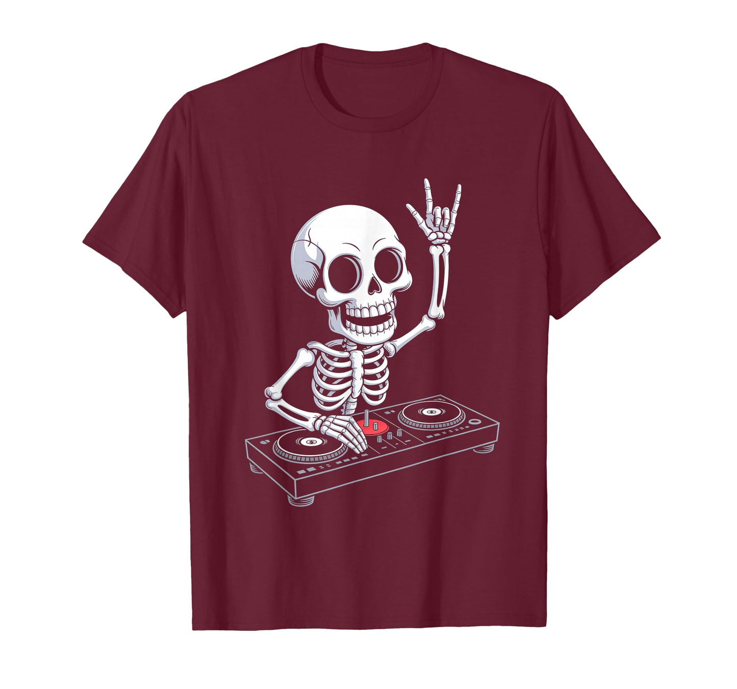 Skeleton DJ on Turntables EDM Synthesizer Rave Music Ghost T-Shirt