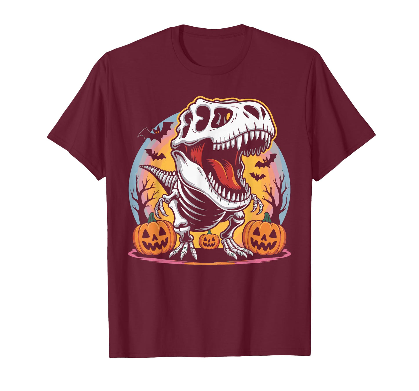 Spooky T Rex Dinosaur Skeleton Pumpkin Haunted Halloween T-Shirt
