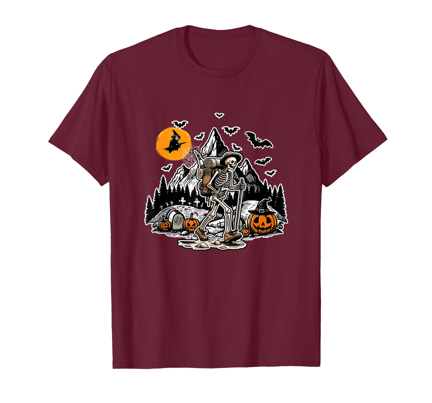 Skeleton Hiking Halloween Costume Sports Lover Family T-Shirt
