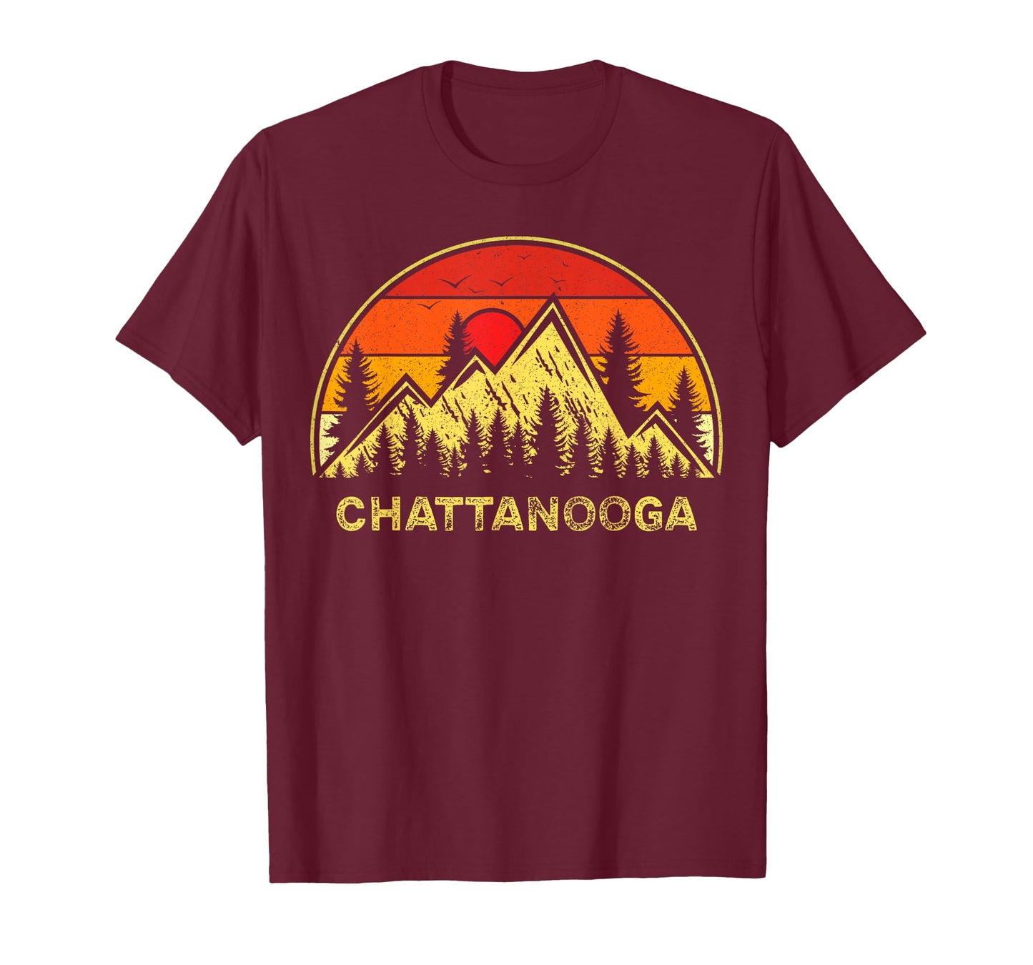 Chattanooga Tennessee Souvenirs Apparel Co. Vintage Tennessee Hiking Mountains T-Shirt - Blue, Unisex-Adult, Short Sleeve, Classic Fit, Small