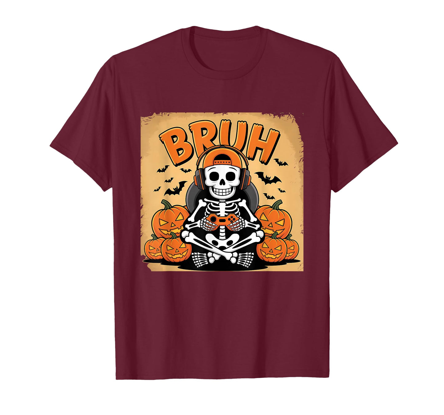 Halloween Skeleton Video Gaming Gamer Teens Boys & Men T-Shirt