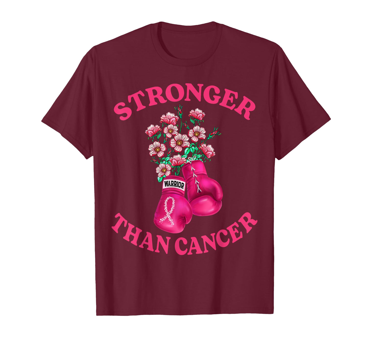 Stronger Than Cancer Boxing Gloves Pink Ribbon Breast Cancer T-Shirt