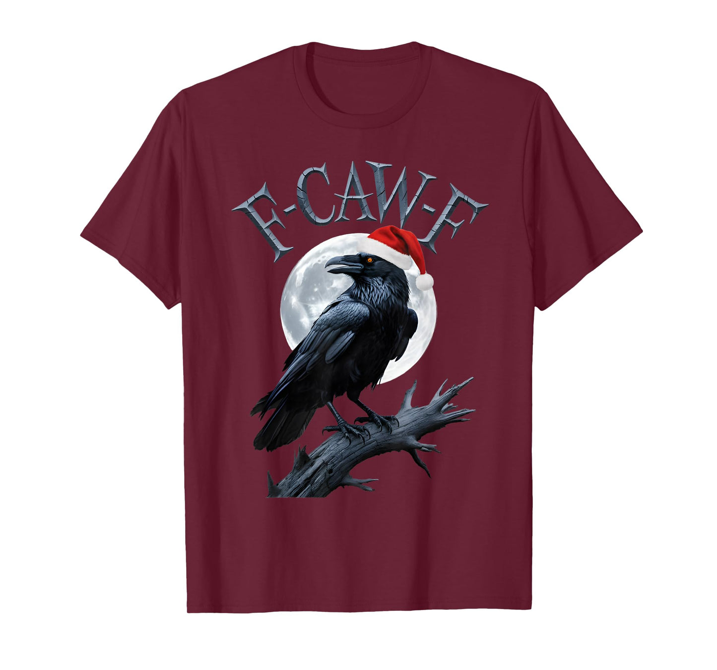 Funny Crow F-CAW-F Black Bird Gothic Christmas Santa Hat T-Shirt