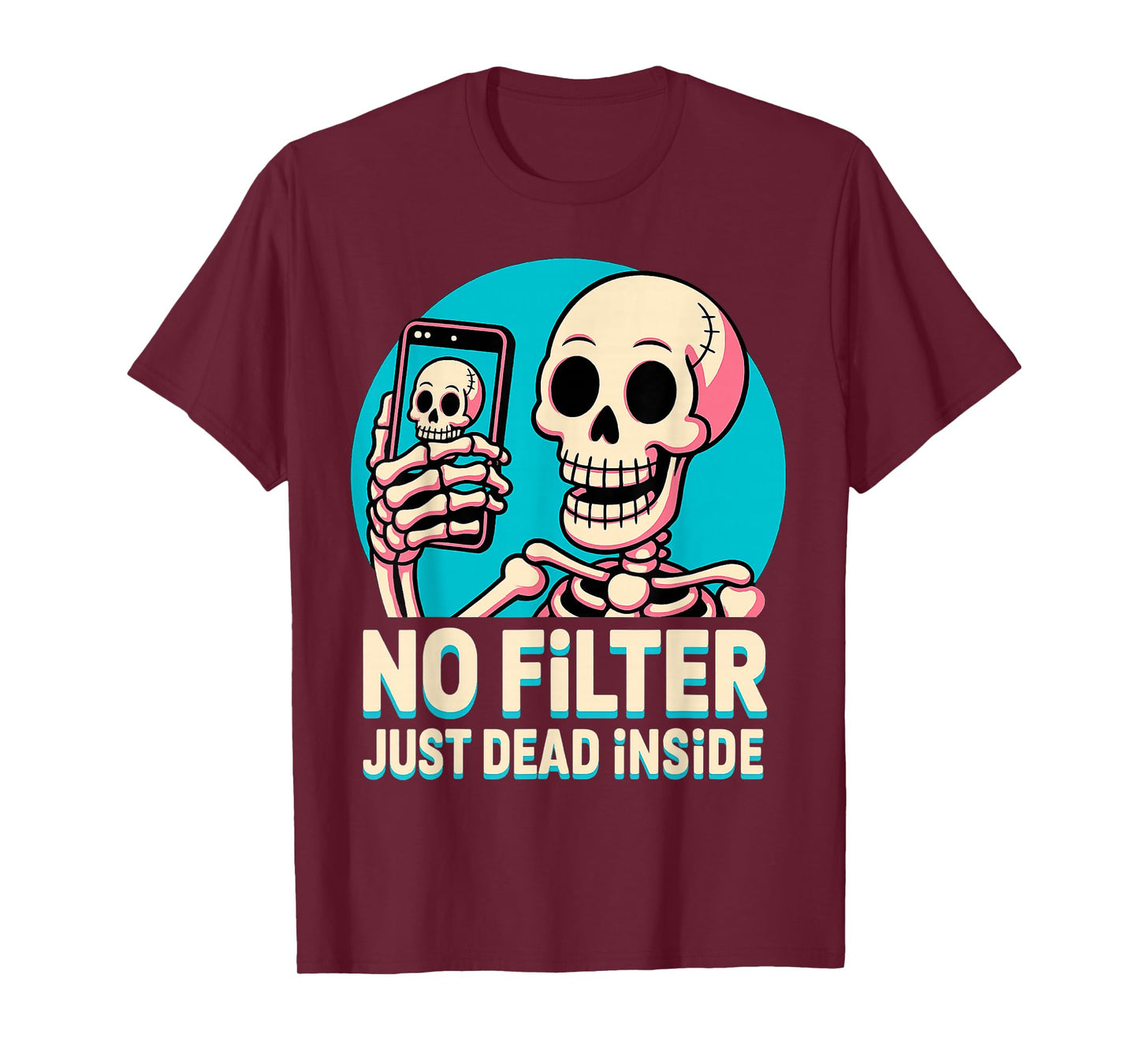 Undead Skeleton Selfie Dead Inside Retro Halloween Meme T-Shirt