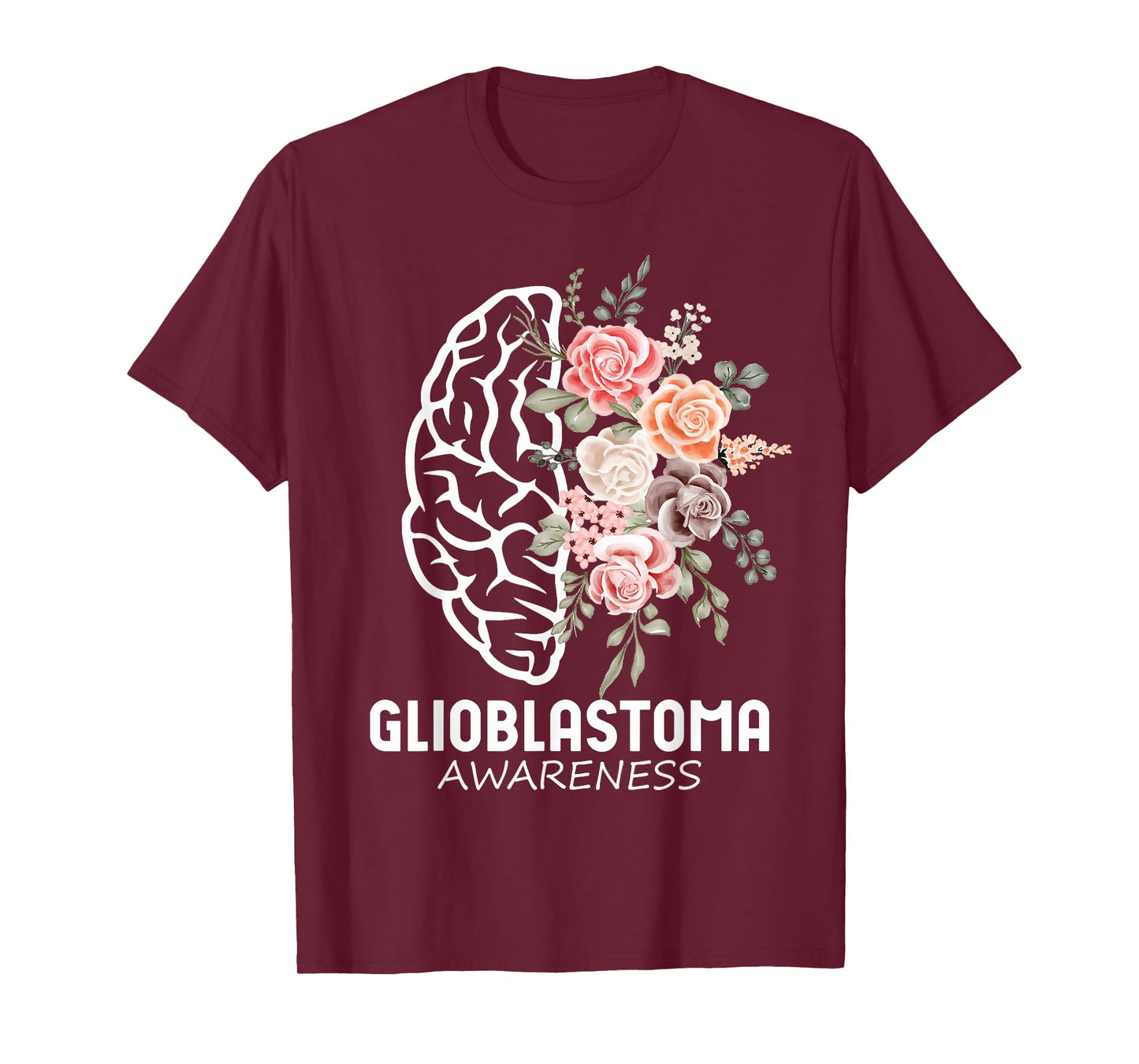 Glioblastoma Awareness Brain Floral Art Awareness Support T-Shirt