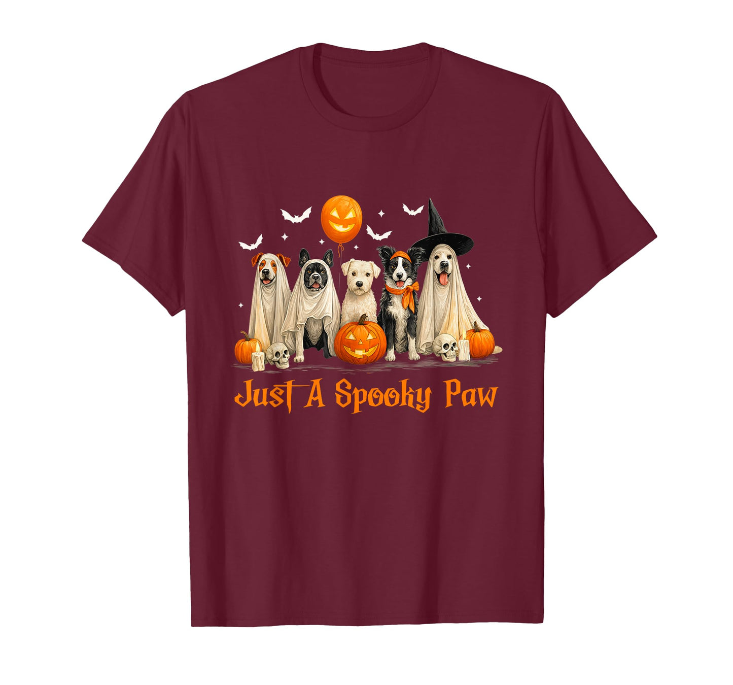 Just A Spooky Paw Retro Halloween Dog Lover Trick Or Treat T-Shirt