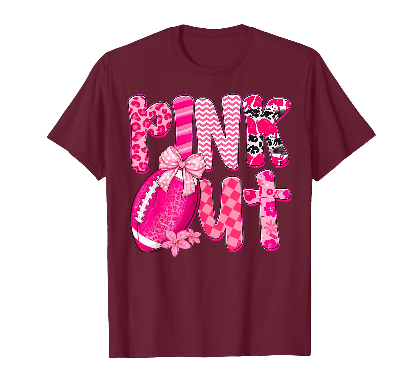 Breast Cancer Football Pink Out Breast Cancer Awareness T-Shirt