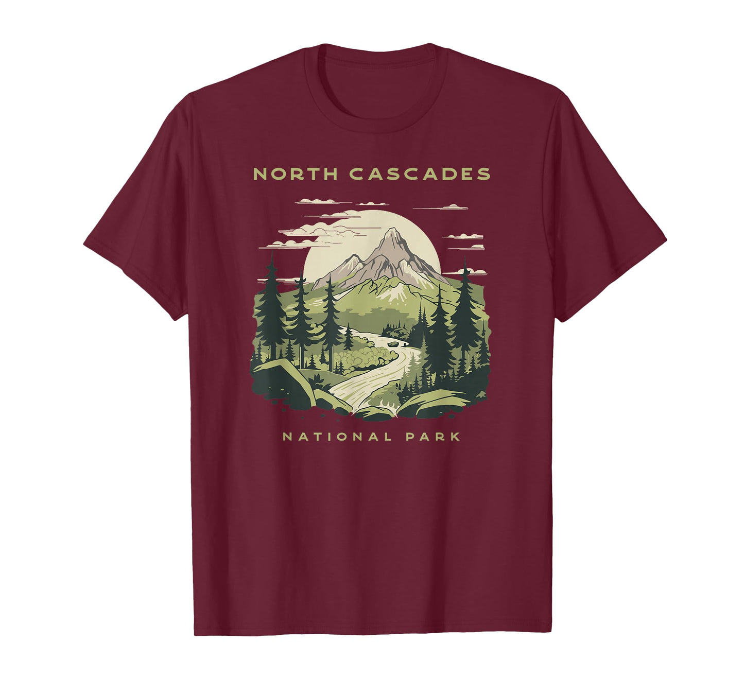 Presto North Cascades National Park Unisex-Adults Green Nature Graphic T-Shirt