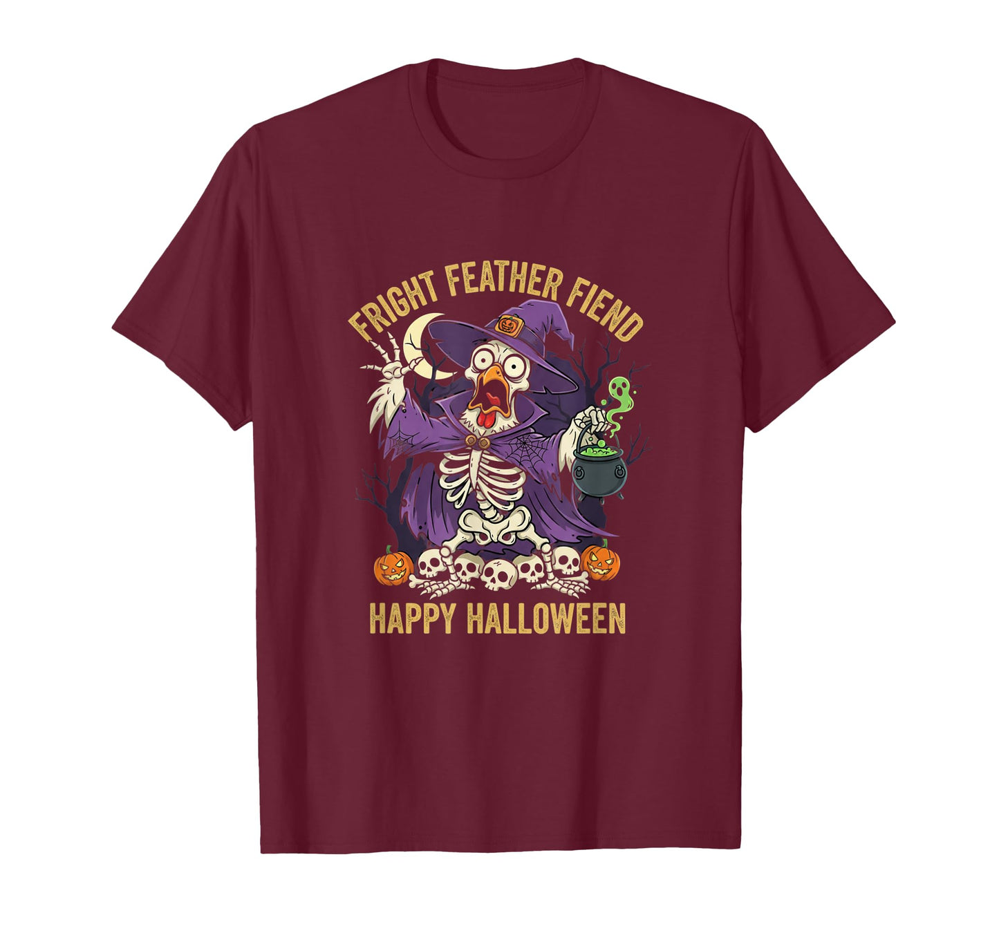 Chicken, F-Caw-F Funny Skeleton Bird Moon Gothic Adult Humor T-Shirt
