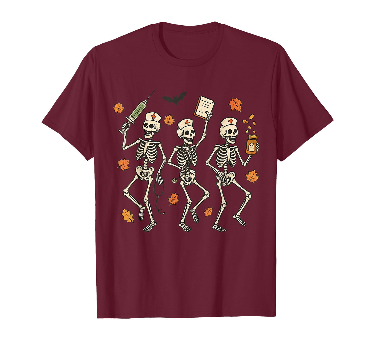 Funny Halloween Nurse Skeleton Dancing Spooky Season T-Shirt